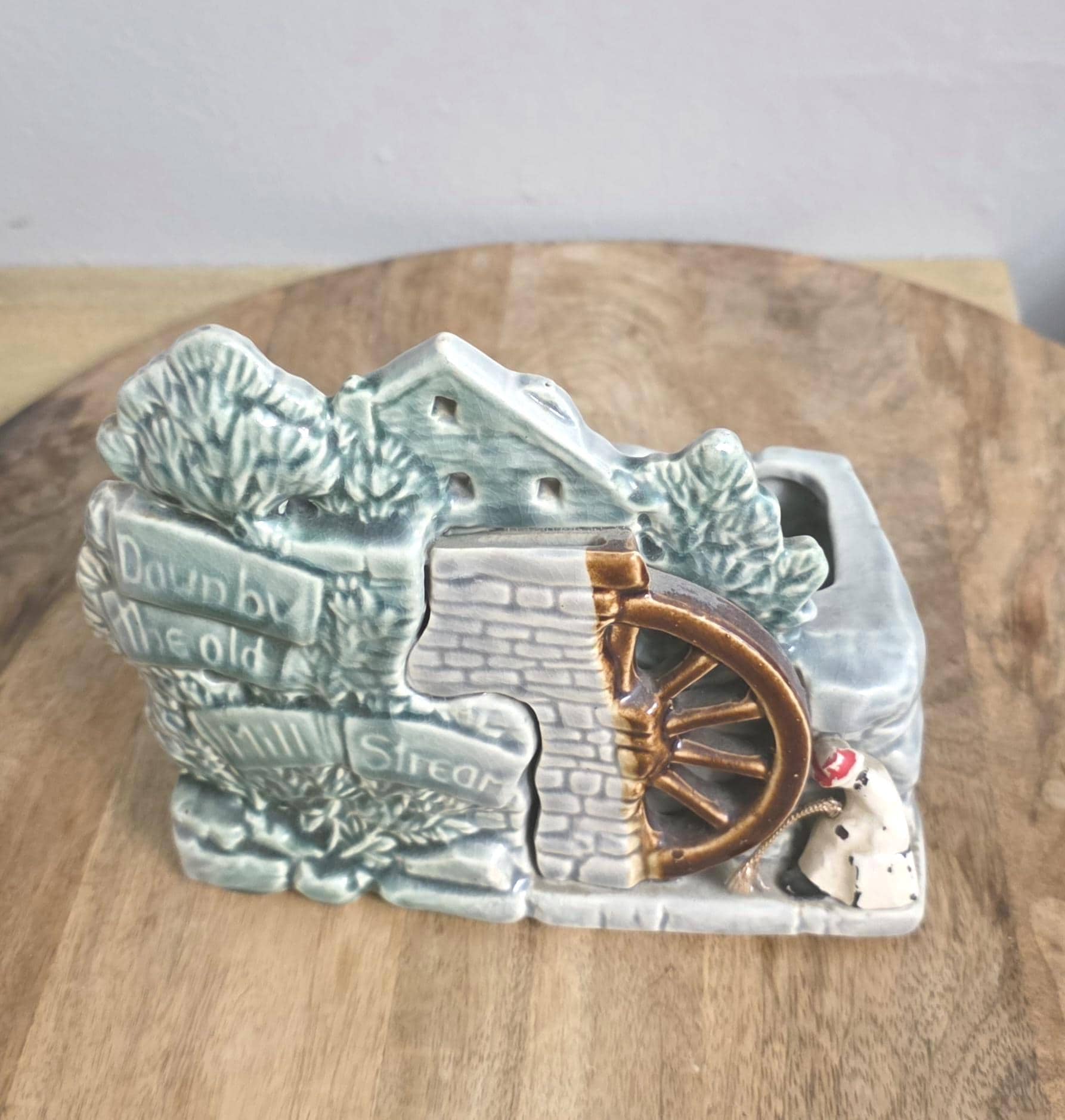 Vintage McCoy Pottery "Down by the Old Mill Stream" Green Planter - Thumbnail 5