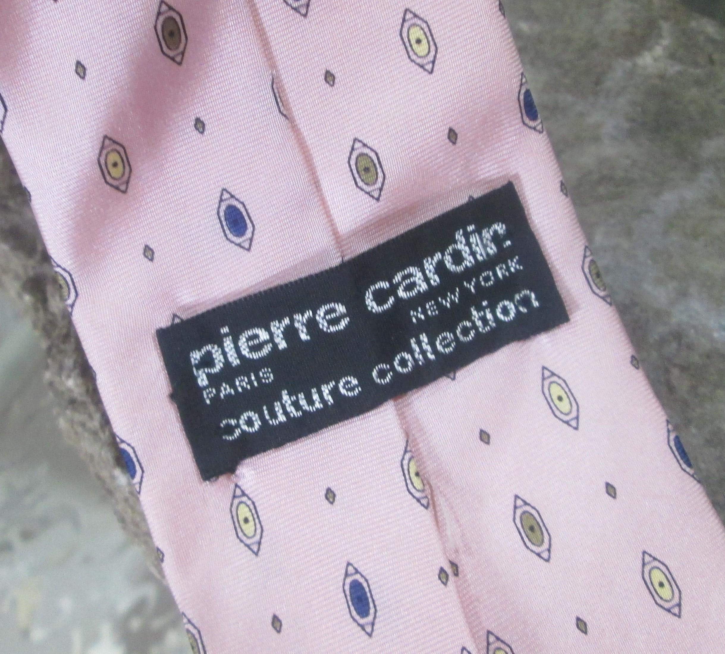 Vintage Pierre Cardin Couture Italian Silk Pink Pattern Tie - Thumbnail 2