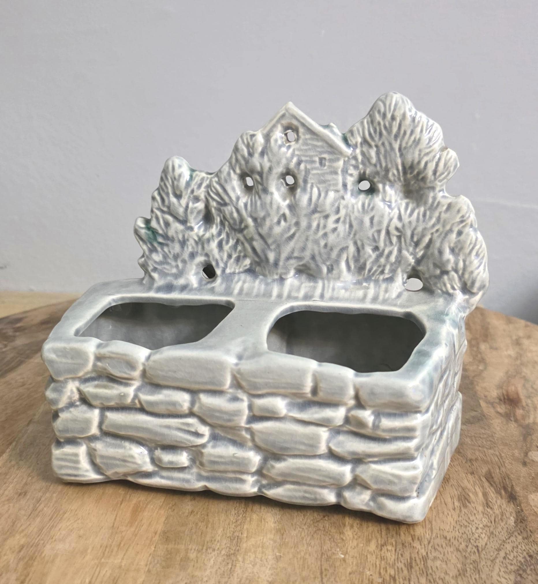 Vintage McCoy Pottery "Down by the Old Mill Stream" Green Planter - Thumbnail 4