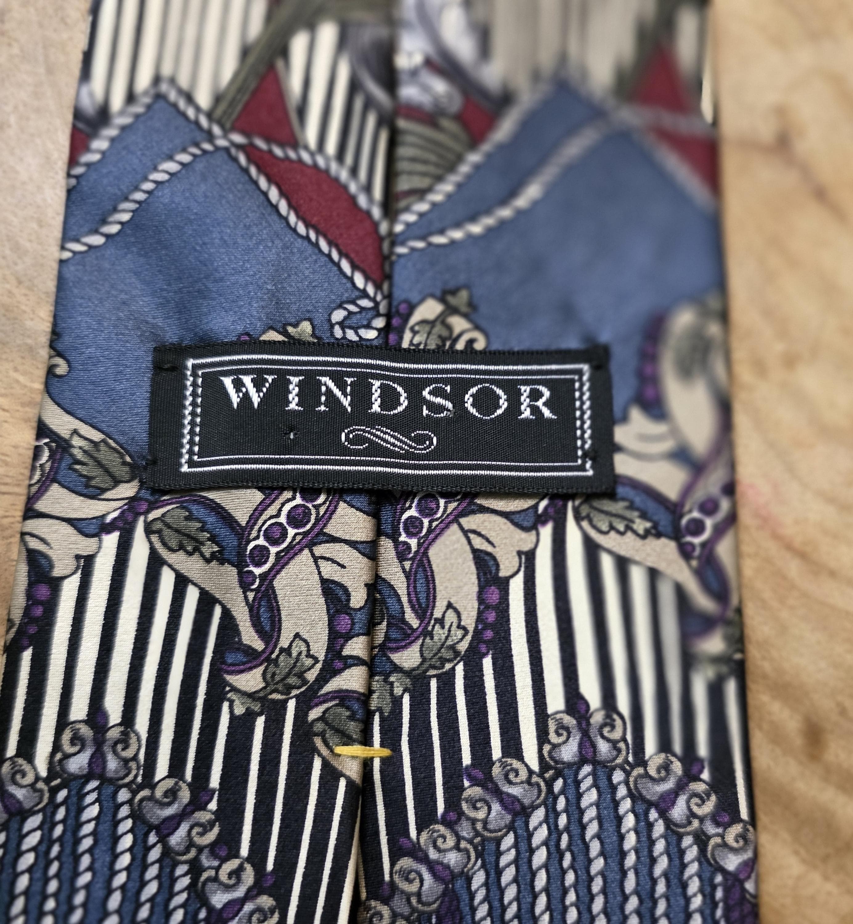Vintage Windsor Leaf Print Silk Tie - Thumbnail 2