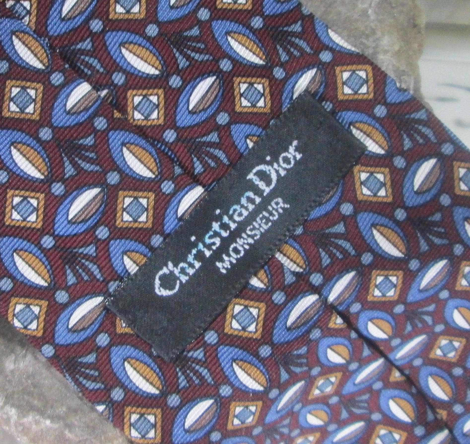 Vintage Christian Dior Print Silk Tie - Thumbnail 3