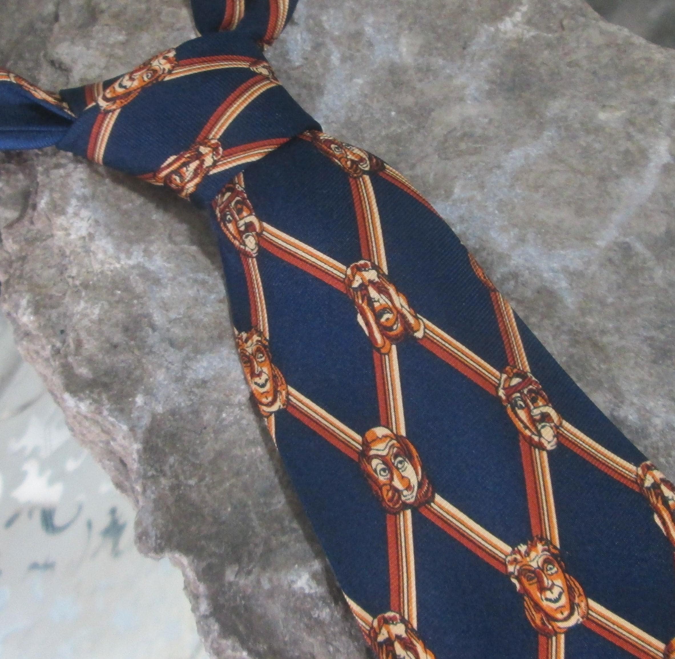 Vintage Past Times Silk Tie Funny Faces Tie
