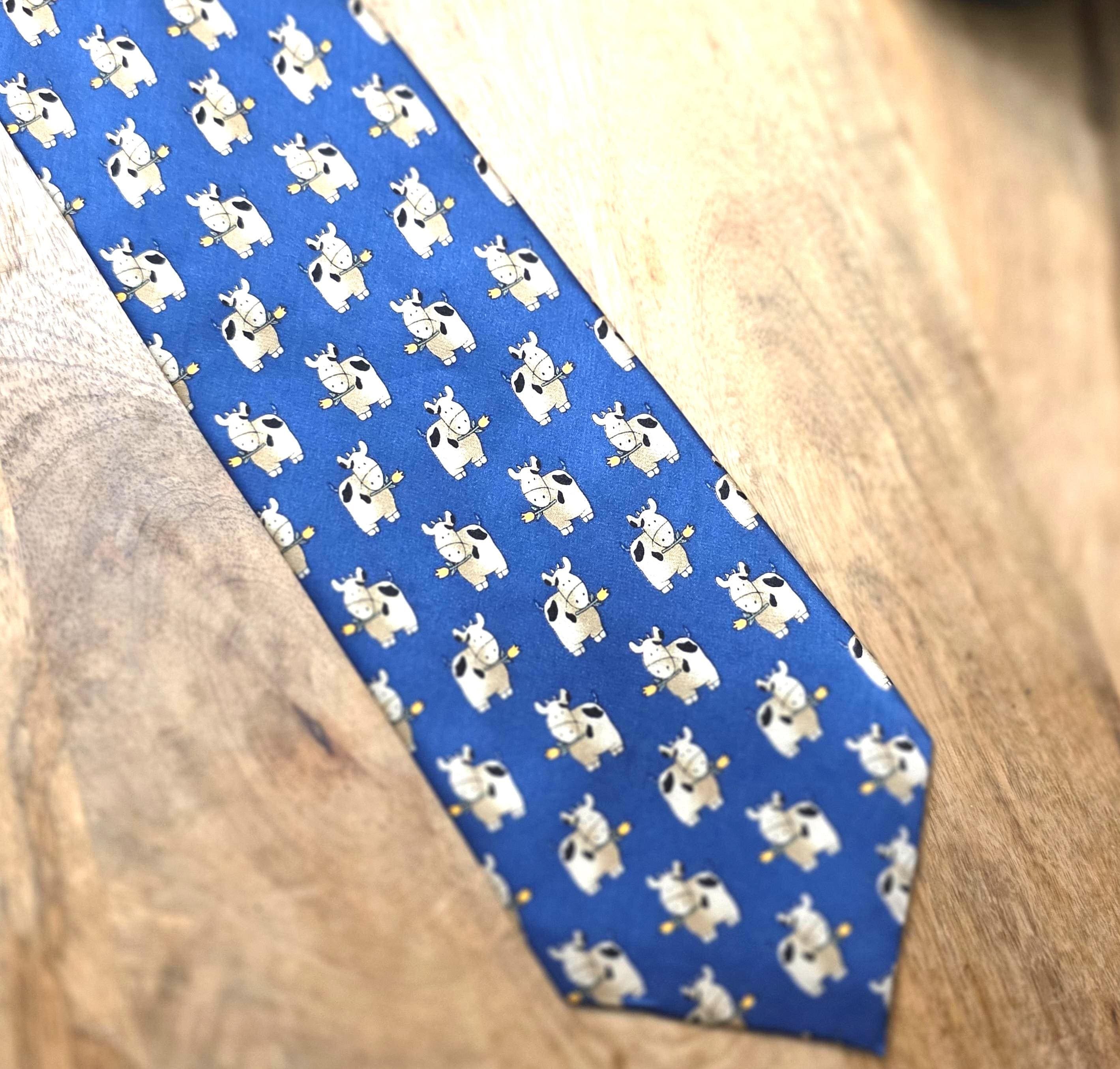 Vintage Robin Ruth Silk Cow Print Tie
