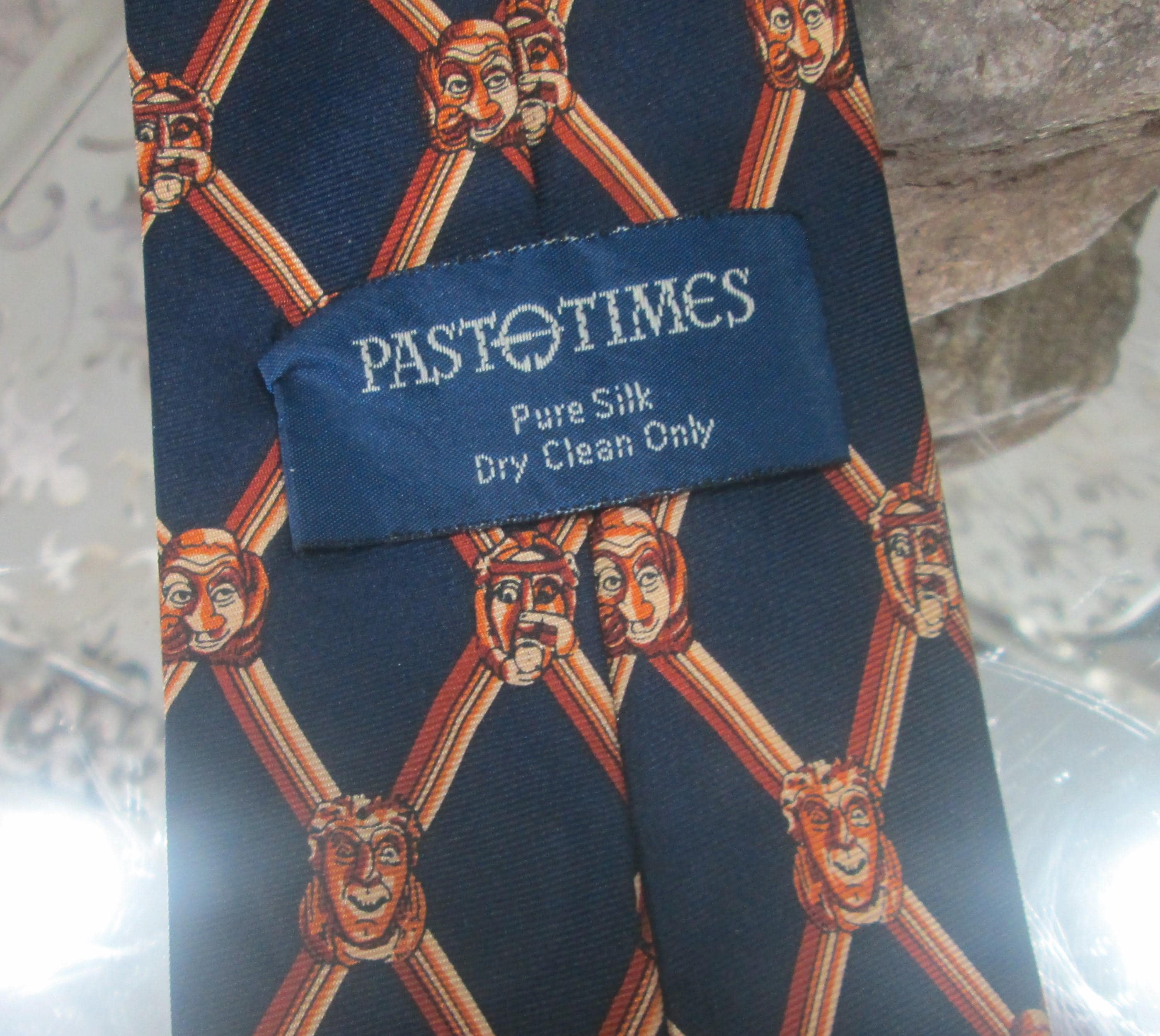 Vintage Past Times Silk Tie Funny Faces Tie - Thumbnail 3