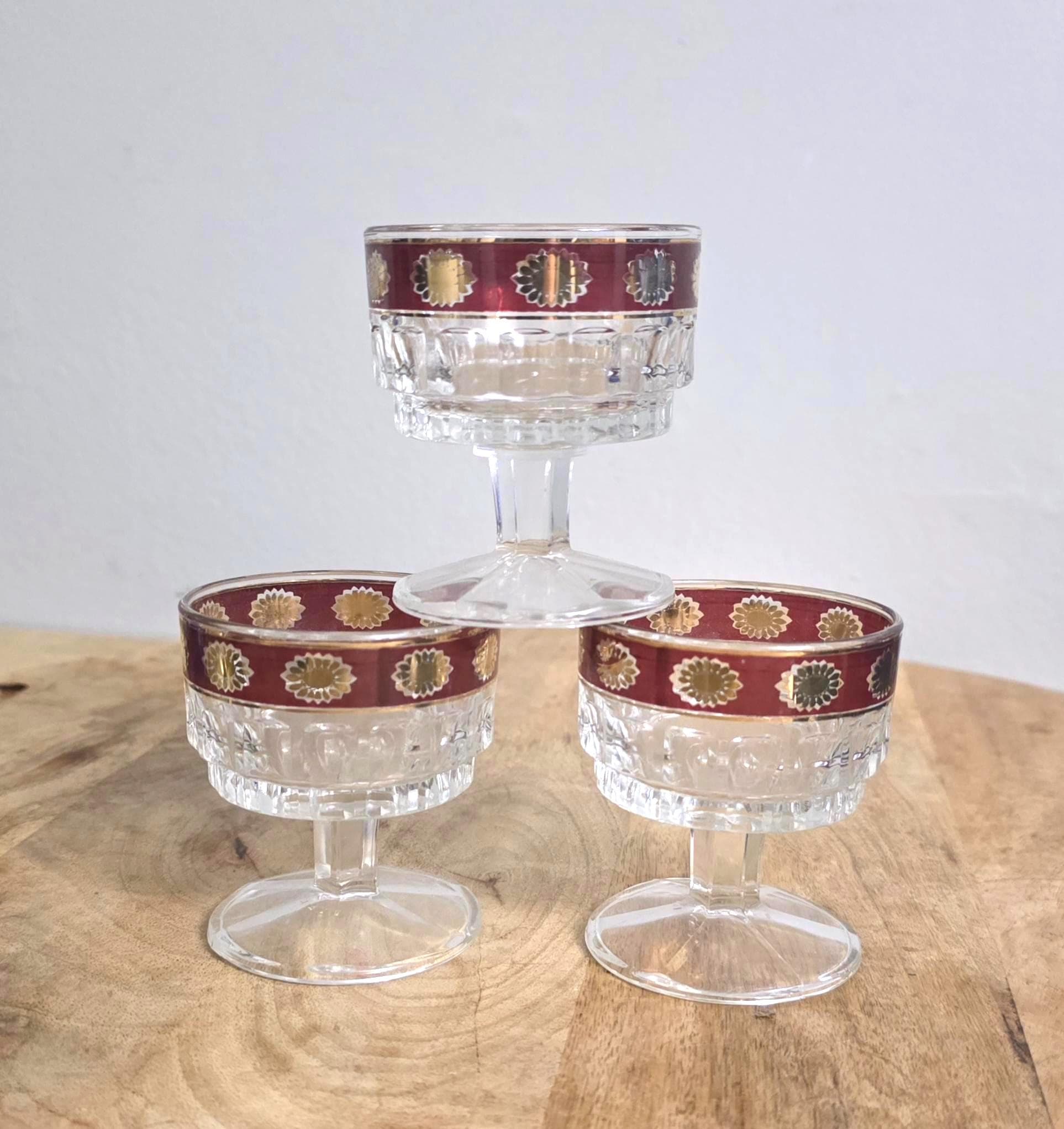 Vintage Cranberry Glass Cordial Glasses