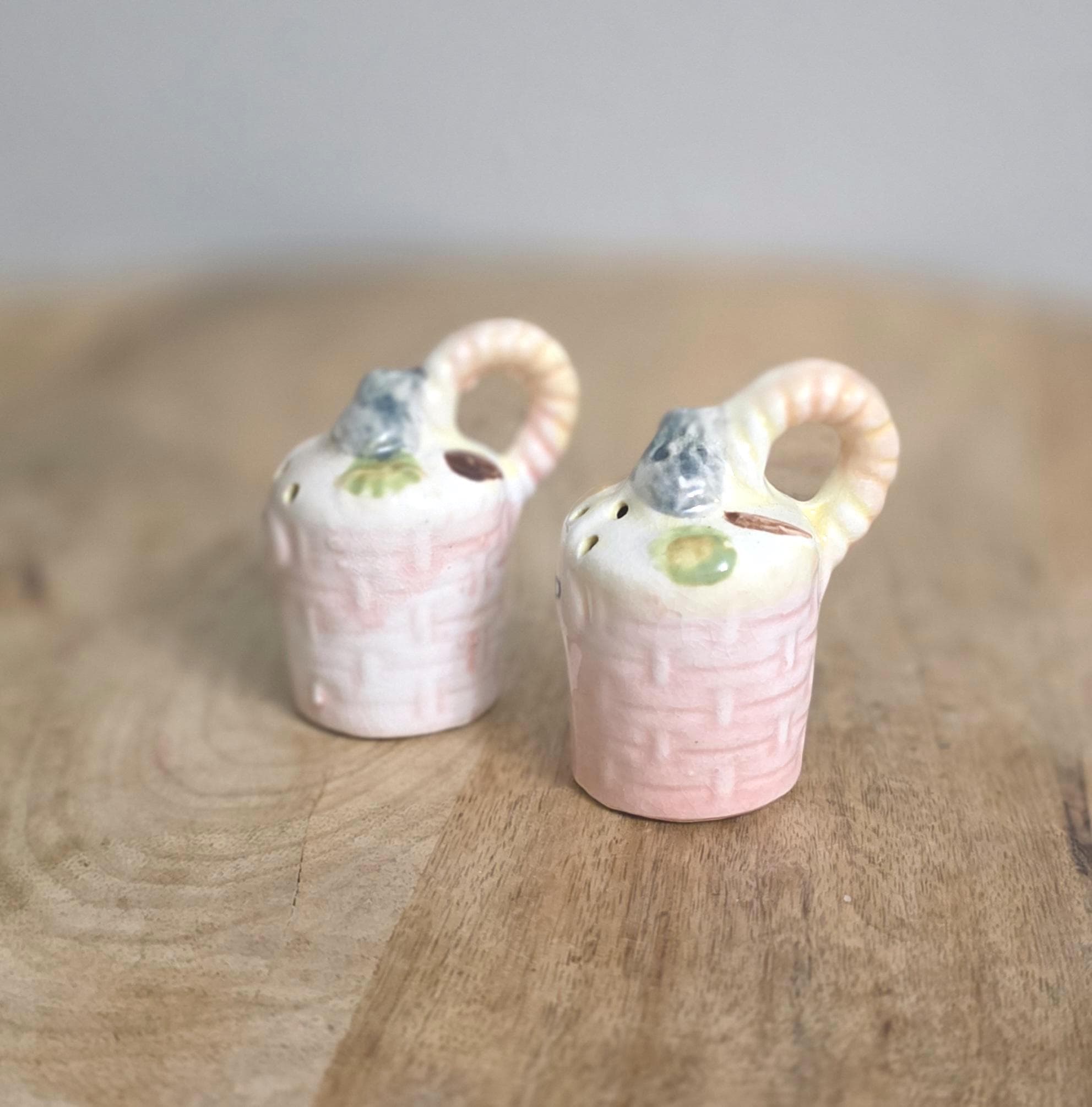 Vintage Japanese Basket Design Salt and Pepper Shakers