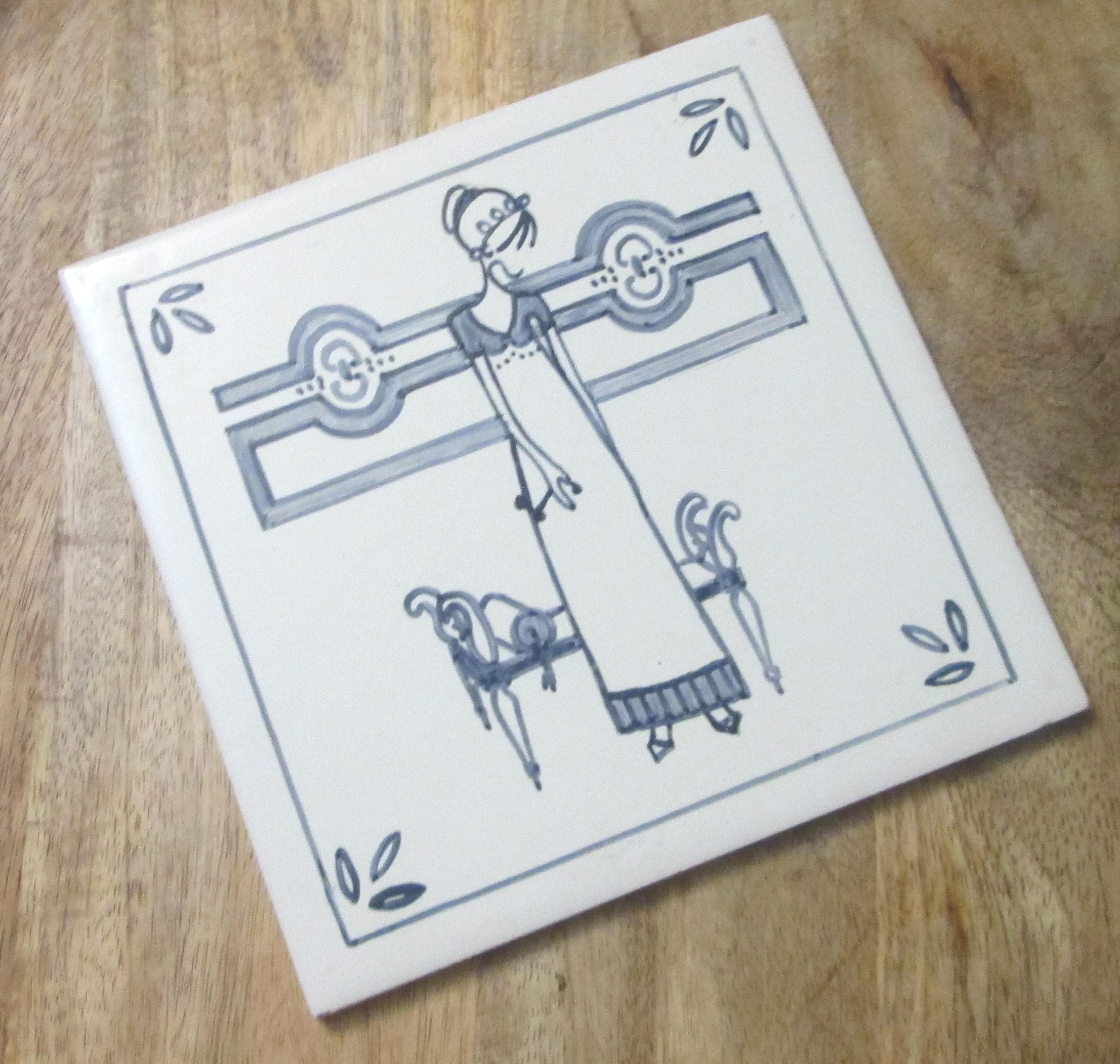 Vintage Blue & White Belgium Ceramic Tile