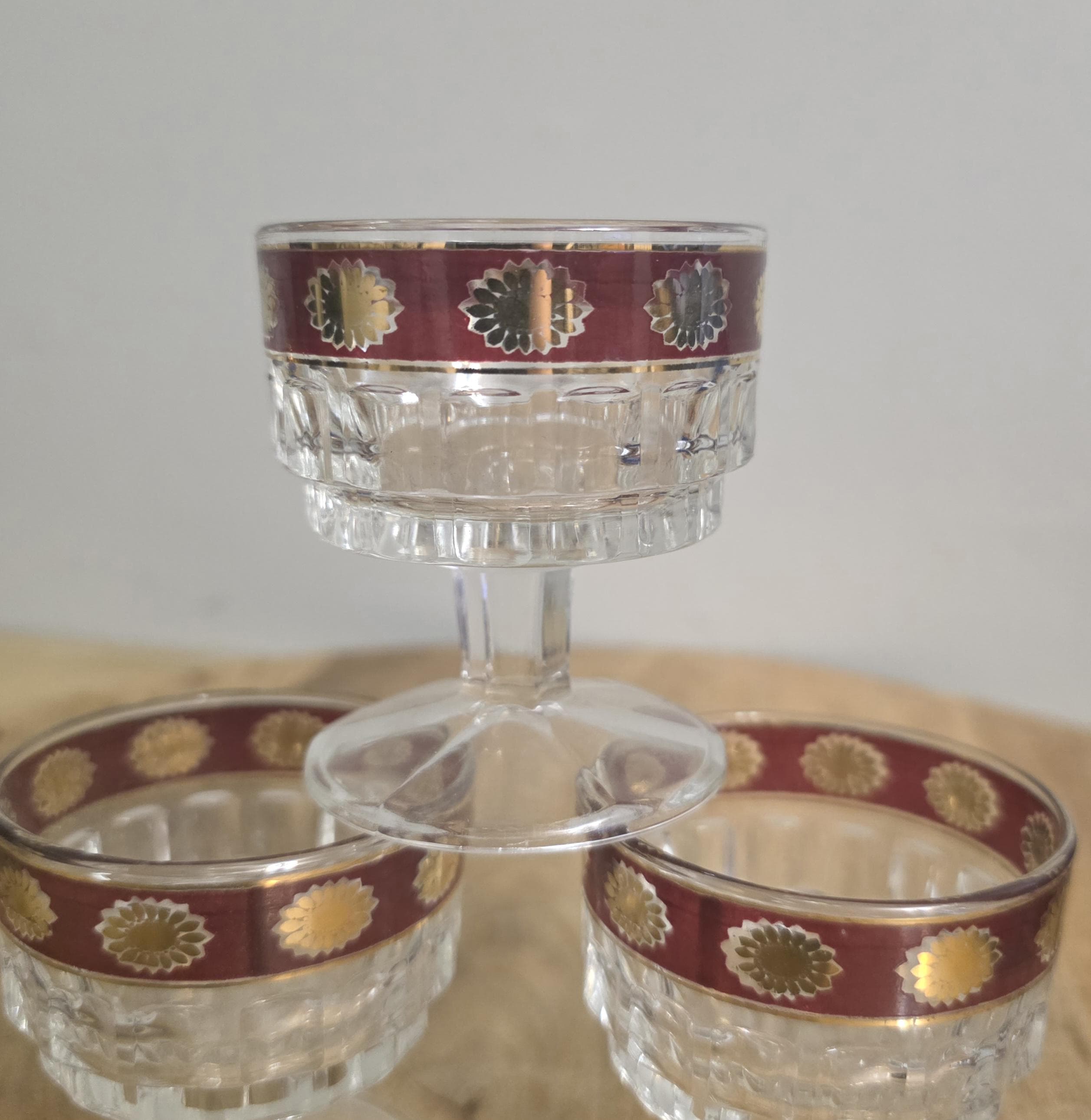 Vintage Cranberry Glass Cordial Glasses - Thumbnail 3