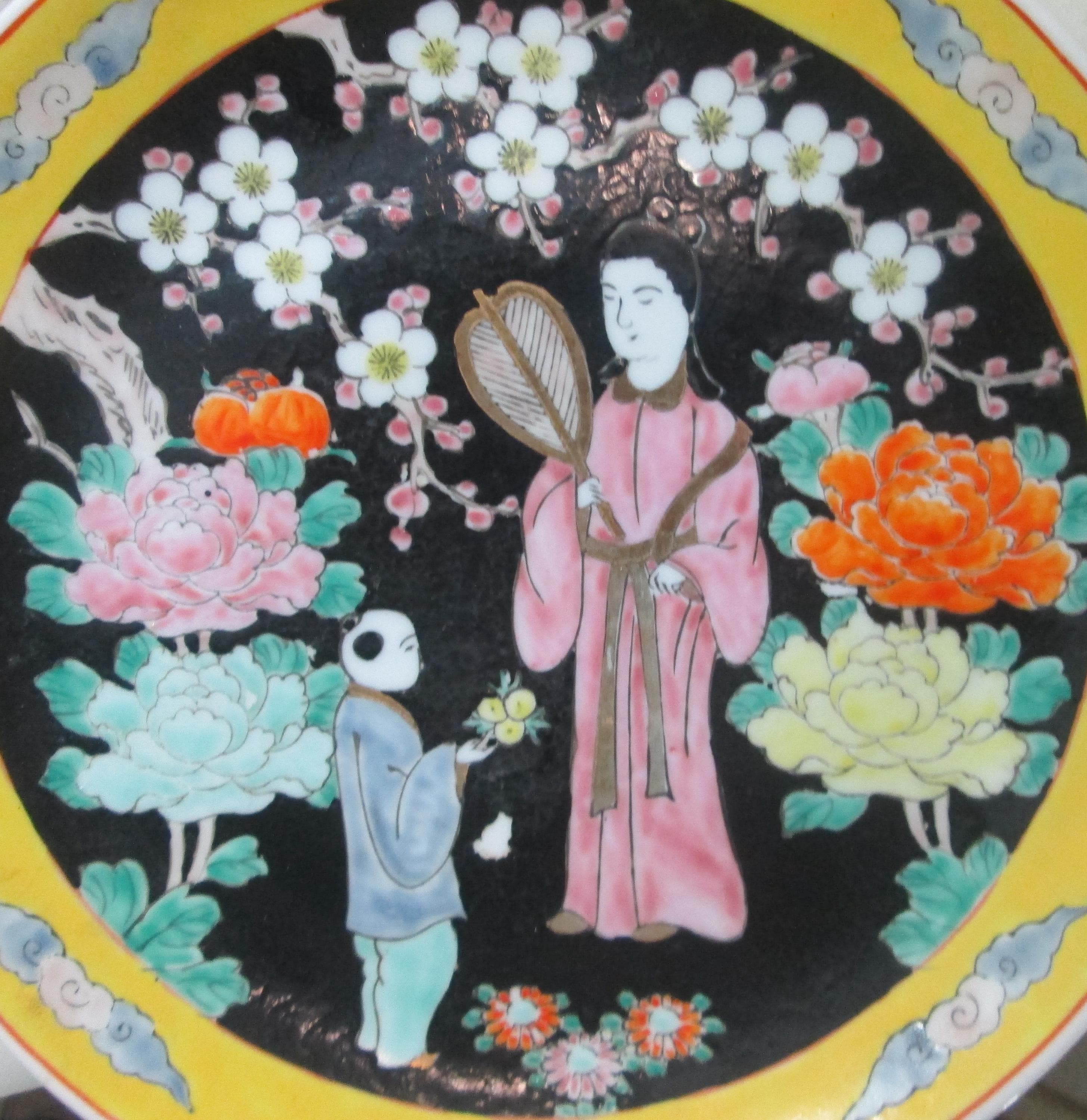 Antique Chinese Export Meiji Taisho Yamatoku Enamel Plate - Thumbnail 2