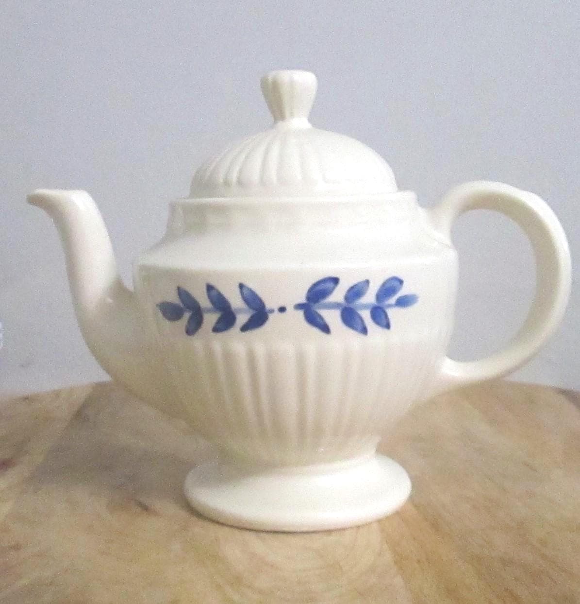 Vintage Blue & White Stoneware U.S.A. Teapot