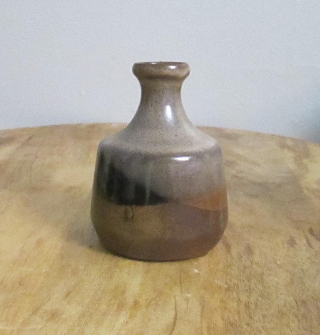 Vintage Pottery Craft California Brown Glaze Mini Vase