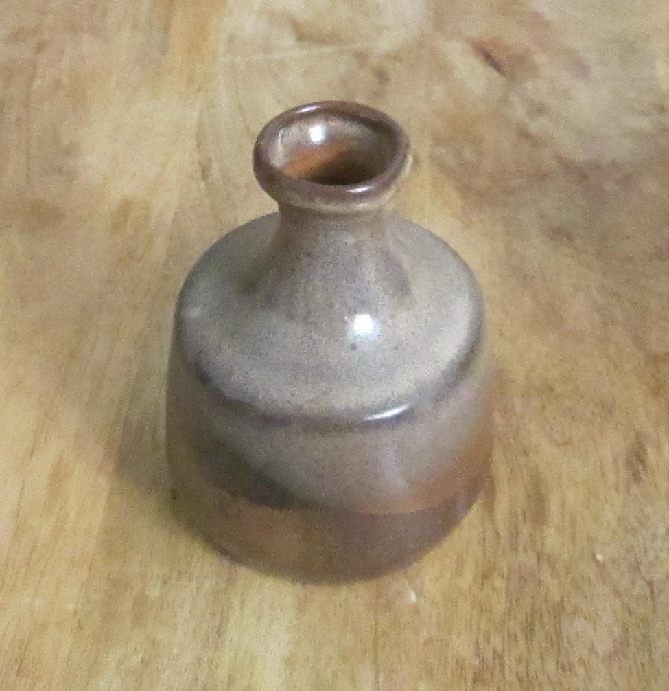 Vintage Pottery Craft California Brown Glaze Mini Vase - Thumbnail 2