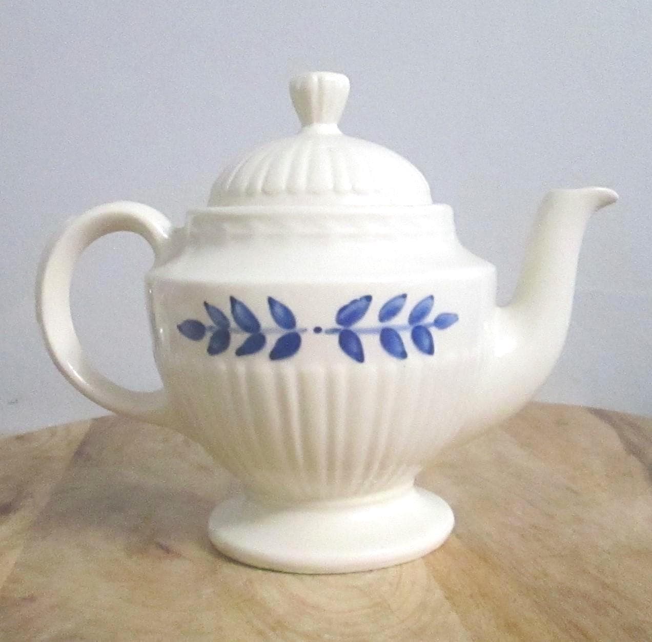 Vintage Blue & White Stoneware U.S.A. Teapot - Thumbnail 2