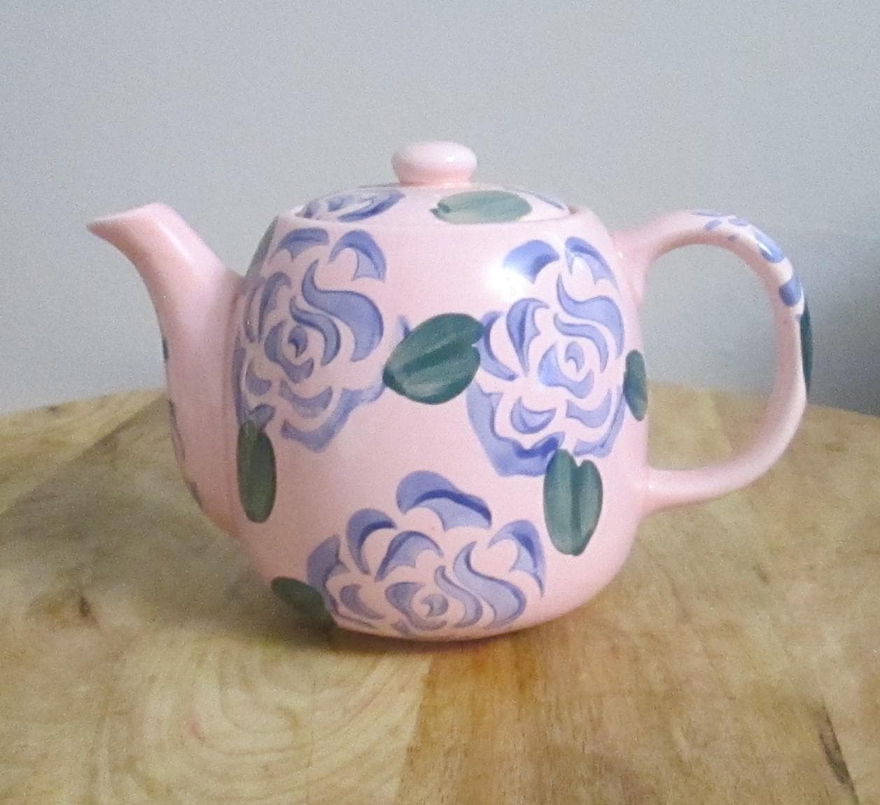 Vintage Takahashi Pink & Blue Floral Individual Teapot