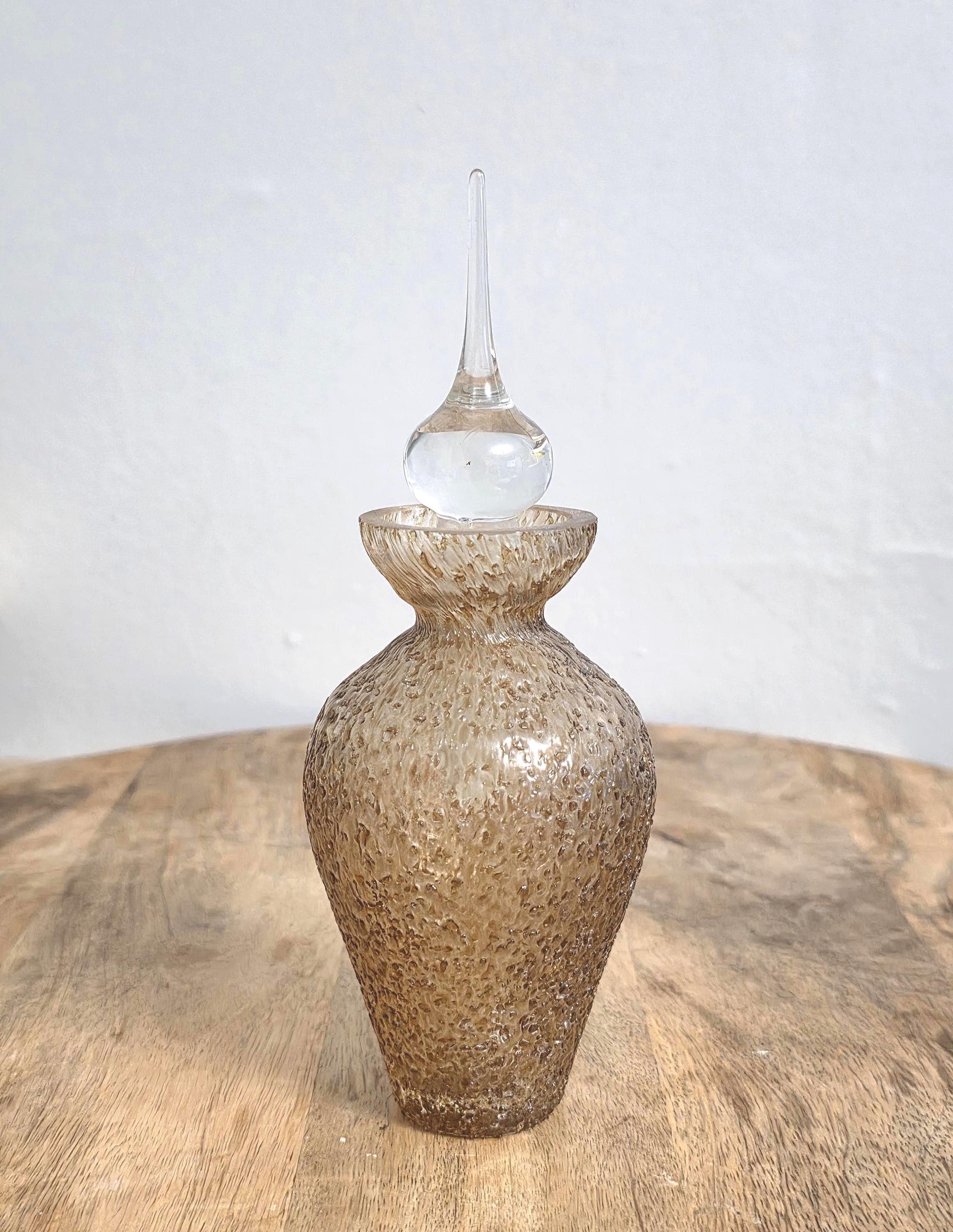Vintage Gold Flecked Glass Perfume Bottle with Tear Drop Stopper
