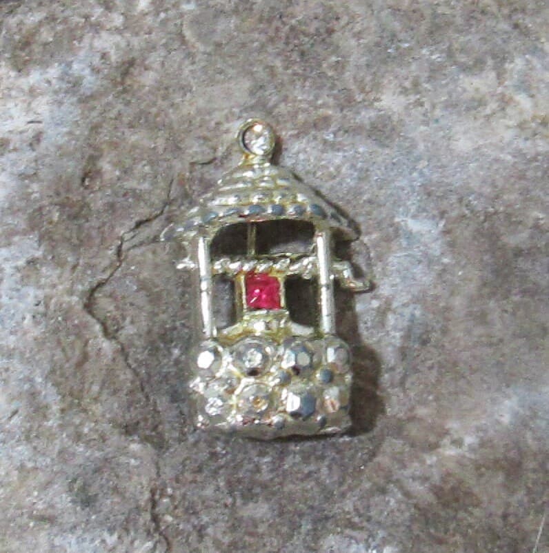 Vintage Jeweled Wishing Well Brooch