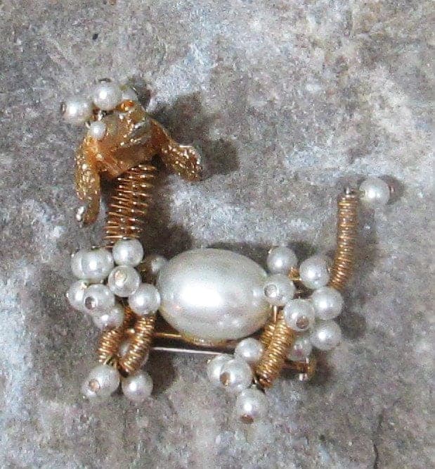 Vintage Pearl Poodle Brooch