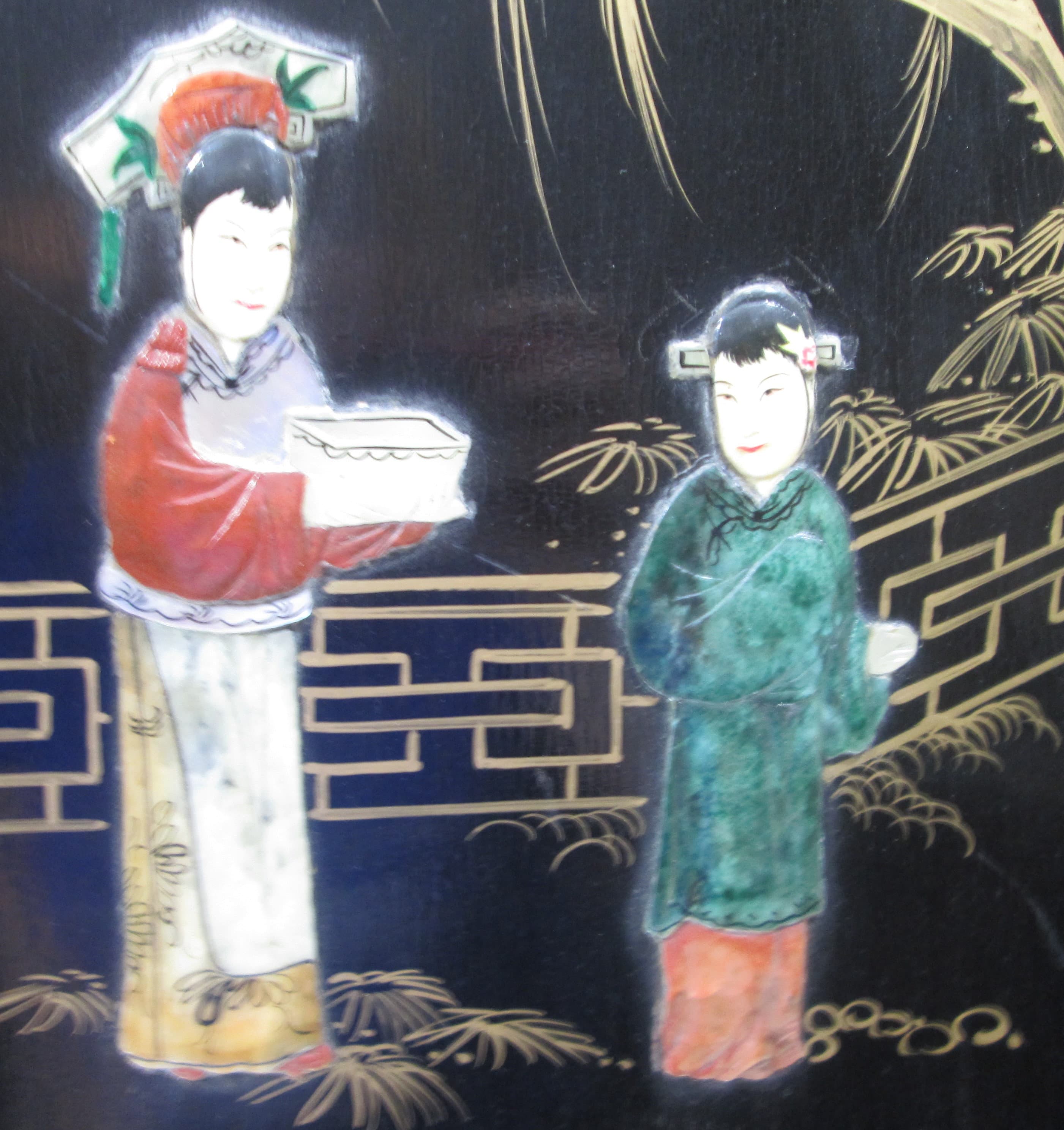 Pair of Vintage Chinese Wall Hangings with Carved Stones - Thumbnail 4