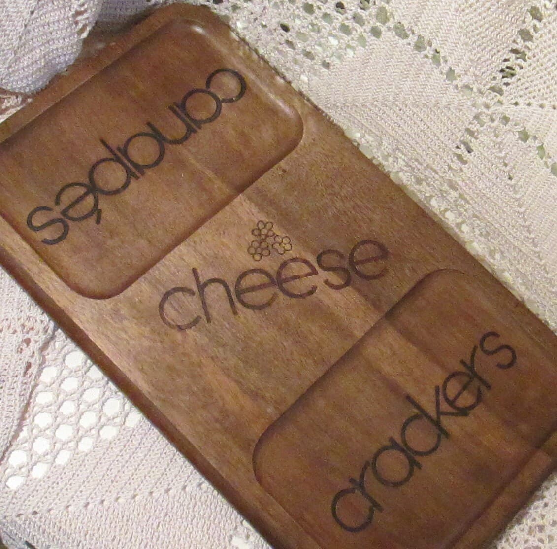 Vintage Himark Wood Serving Tray for Canapes, Cheese and Crackers