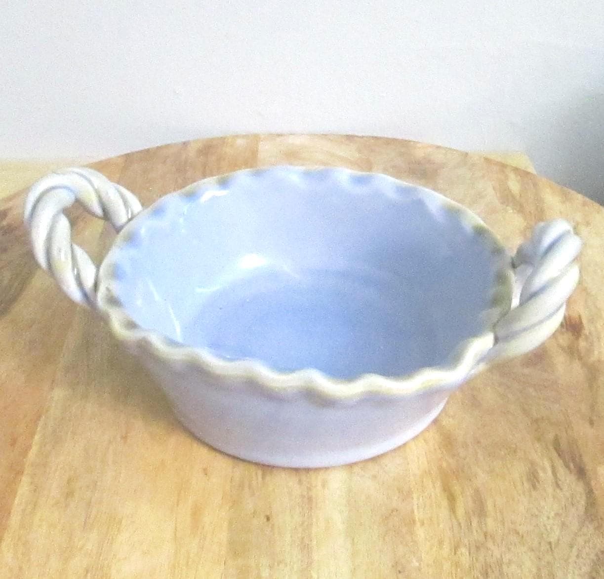 Vintage Blue Pottery Basket, Made in Italy - Thumbnail 3