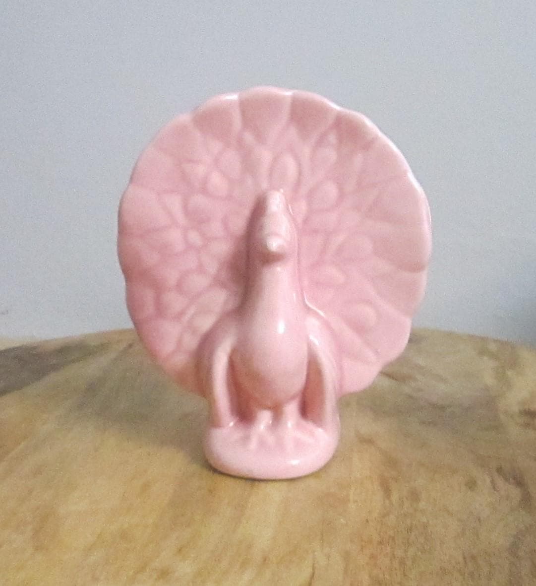 Vintage American Pottery Pink Peacock Wall Pocket