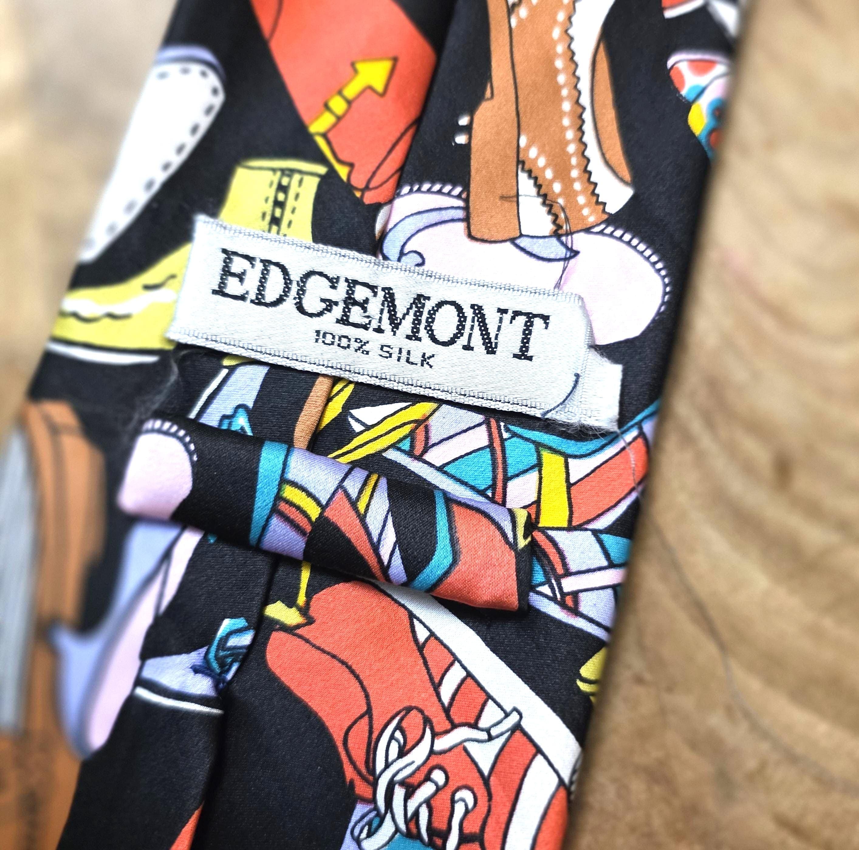 Vintage Edgemont Silk Shoe Graphic Shoe Pattern Necktie - Thumbnail 2
