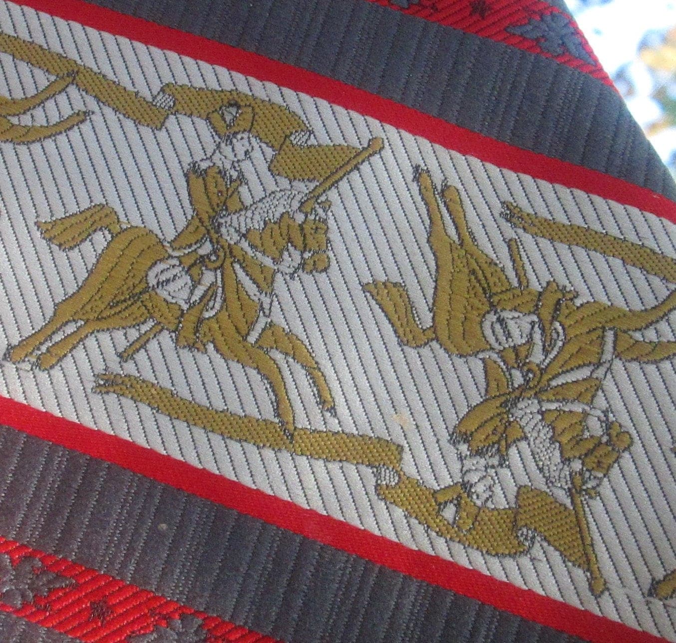 Vintage 60's Polyester Soldier Pattern Tie - Thumbnail 2