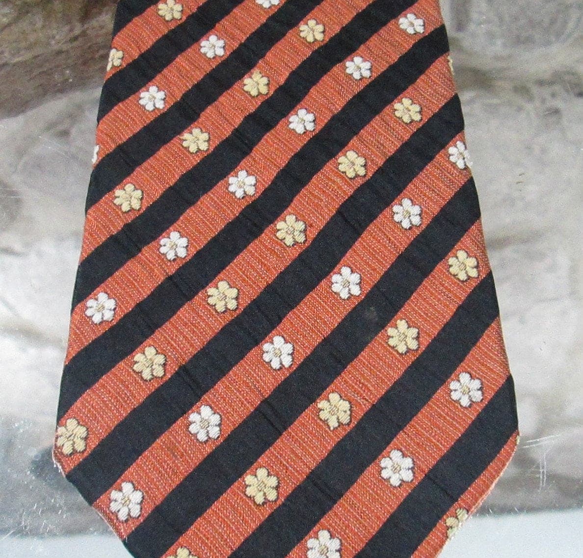 Vintage 70's Floral Silk Tie - Thumbnail 2