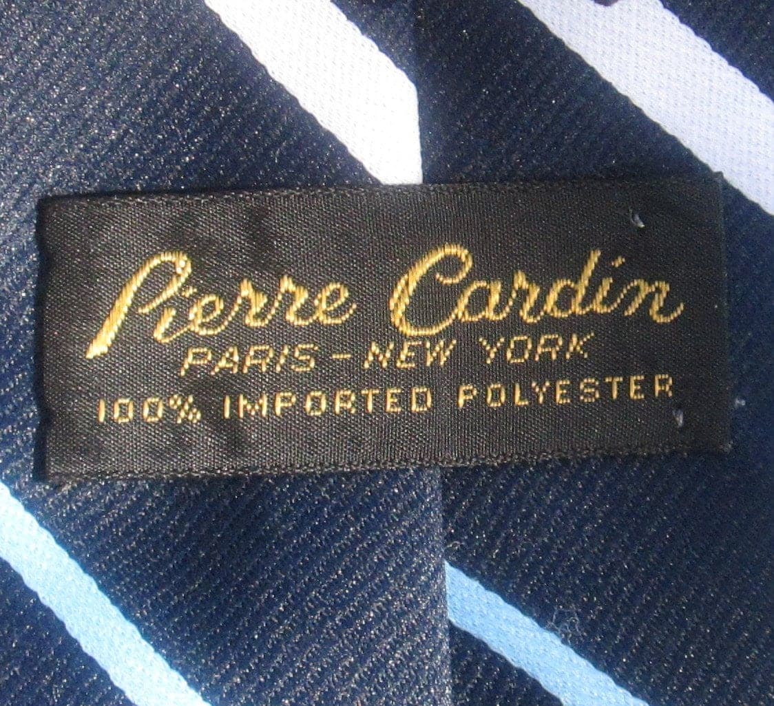Vintage Pierre Cardin 1960's Blue Striped Logo Front Tie - Thumbnail 3