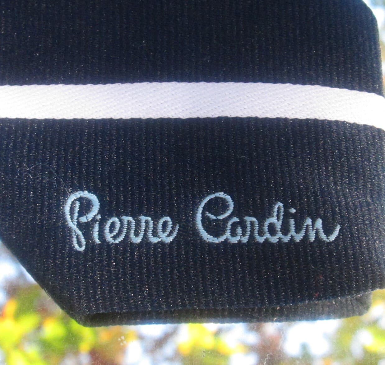 Vintage Pierre Cardin 1960's Blue Striped Logo Front Tie - Thumbnail 2