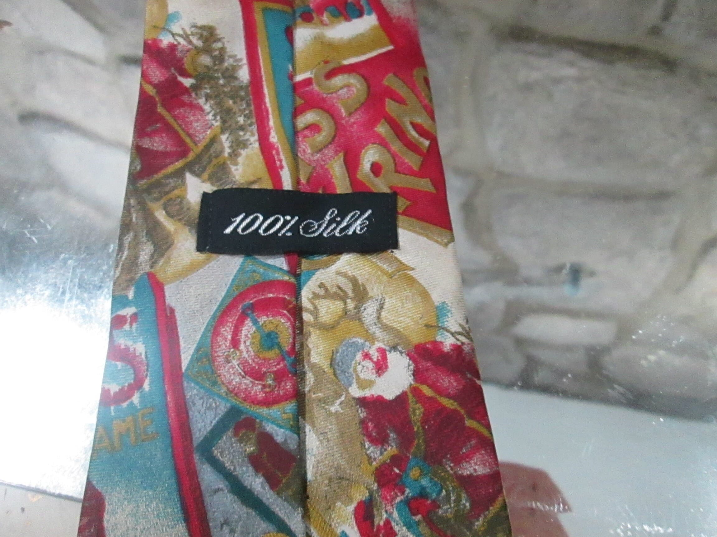 Vintage Silk Santa Claus Christmas Tie - Thumbnail 2
