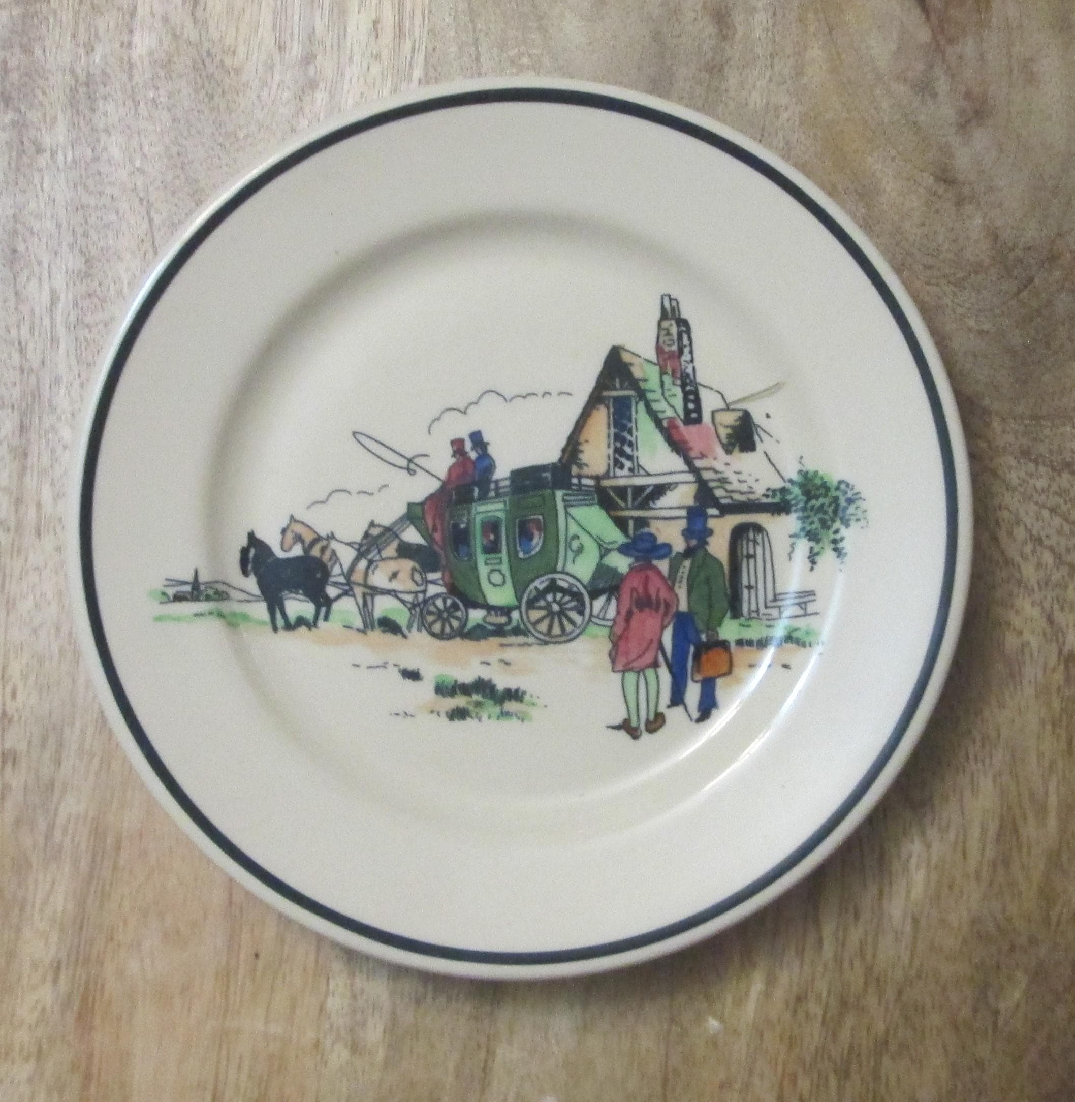 Vintage Syracuse China Coach and Four Pattern Bread Plate