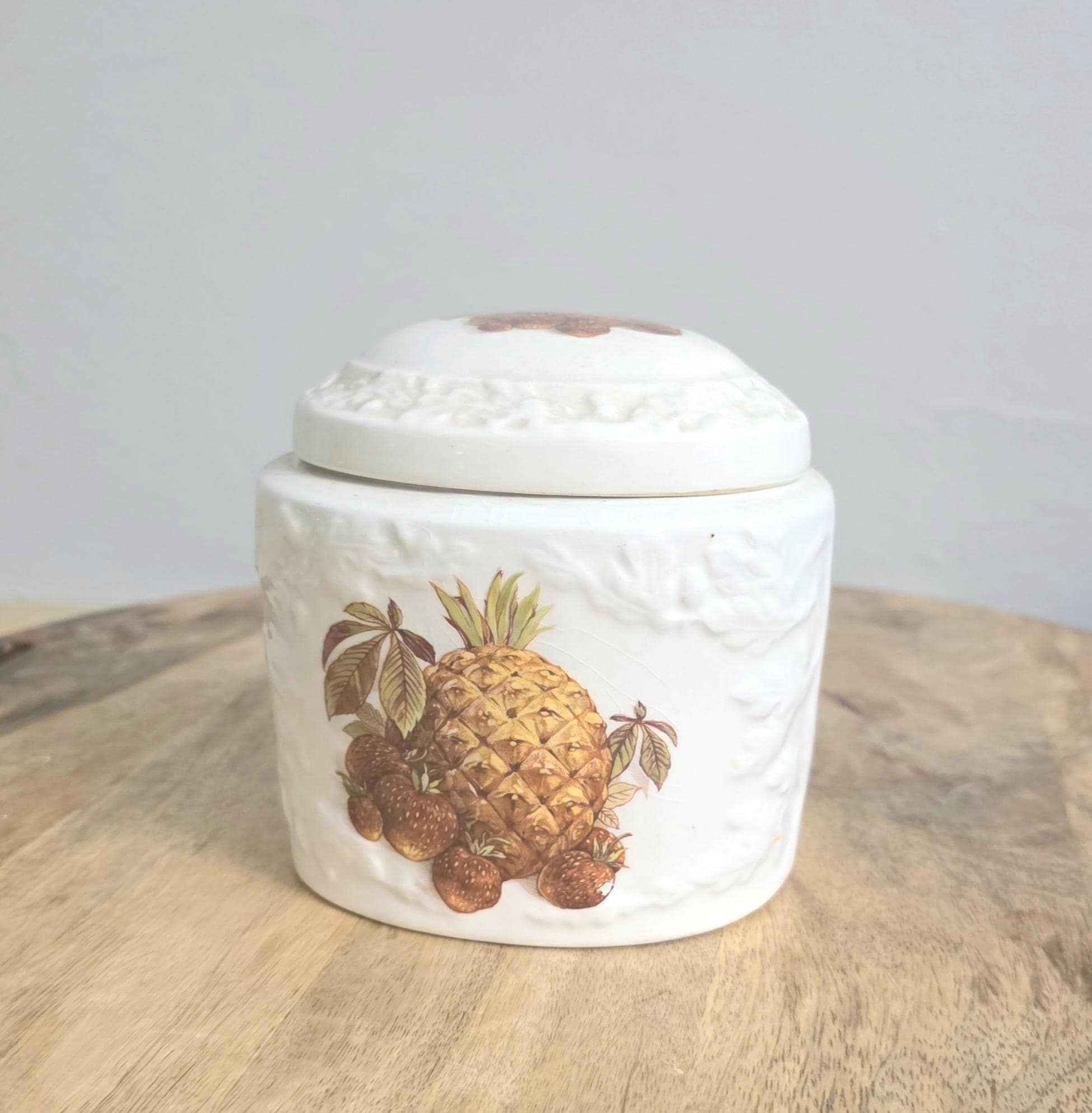 Vintage Mason's Ironstone Tea Caddy with Pineapple Design