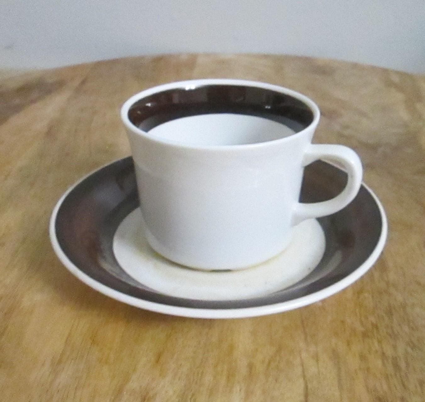 Arabia Finland Inari Brown Band Demitasse Cup and Saucer