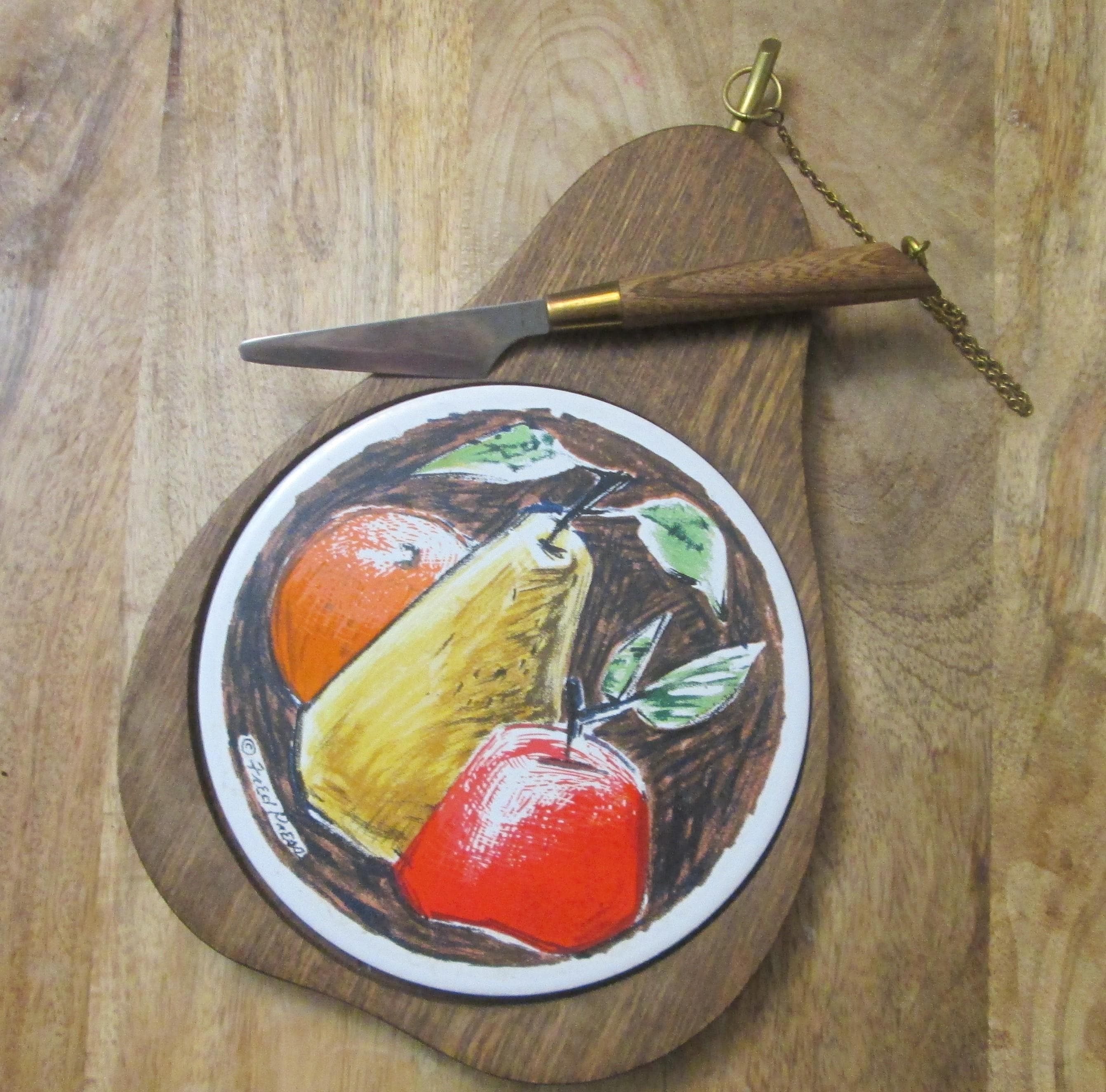 Vintage Fred Press Sere Wood and Tile Cheese Board Tray