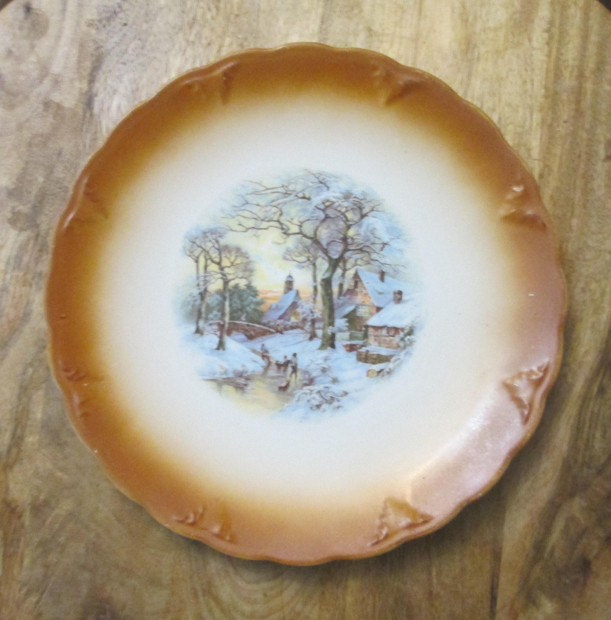 Antique Petrus Regout & Co Maastricht Winter Scene Plate