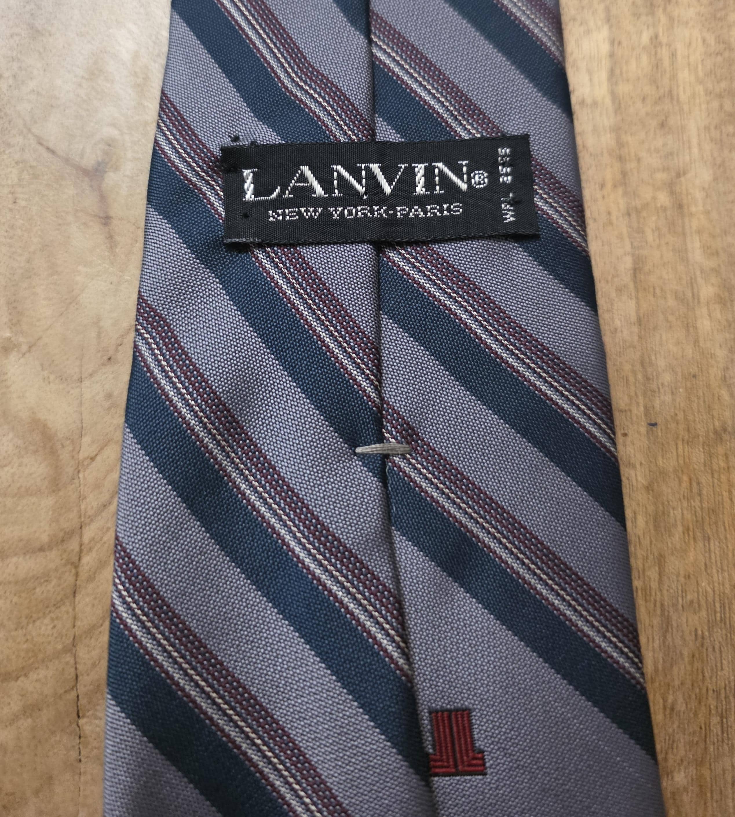 Vintage Lanvin Silk Blend Stripe Tie - Thumbnail 2