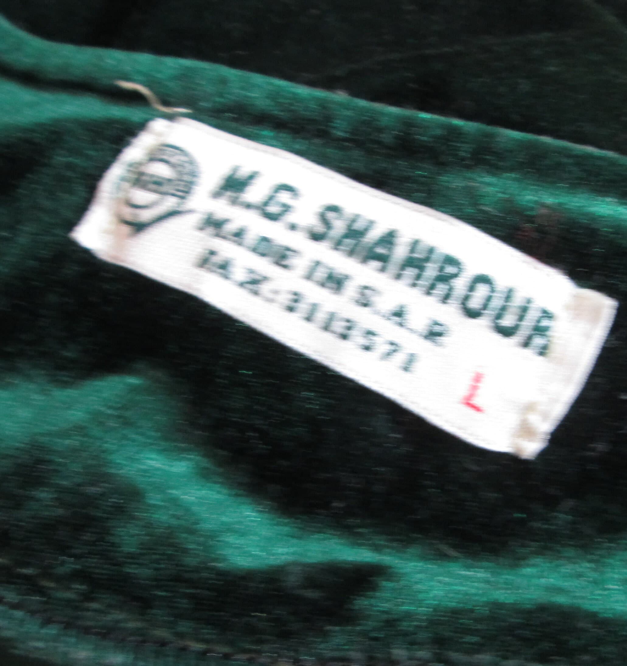 Vintage Green Velour Embroidered Robe or Hostess Dress, Made in Syria - Thumbnail 5