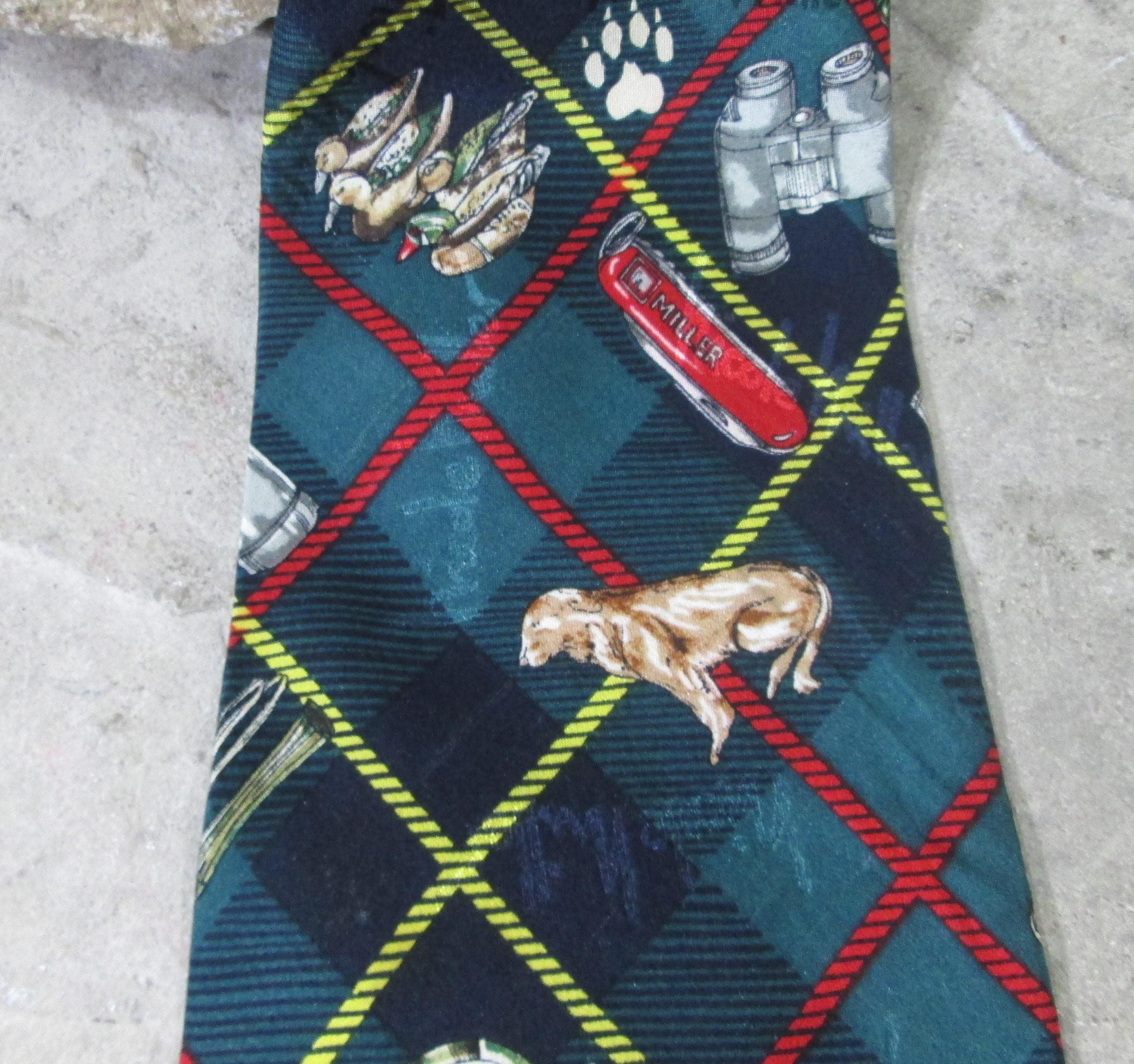 Vintage Nicole Miller Duck Hunting Themed Silk Tie, 1996 - Thumbnail 2