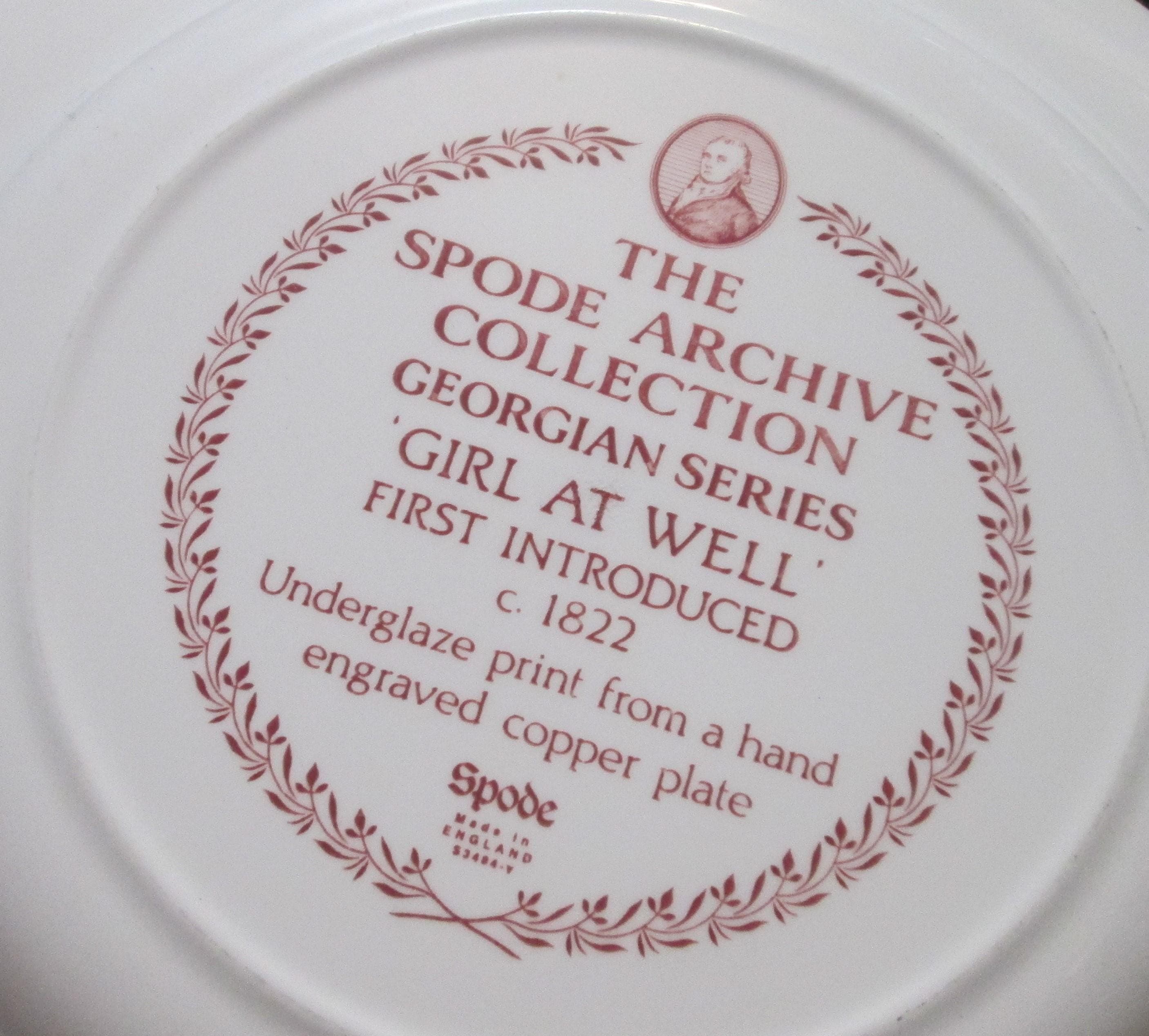 Vintage Spode Archive Collection Georgian Series Girl at Well Red Transferware Plate - Thumbnail 2