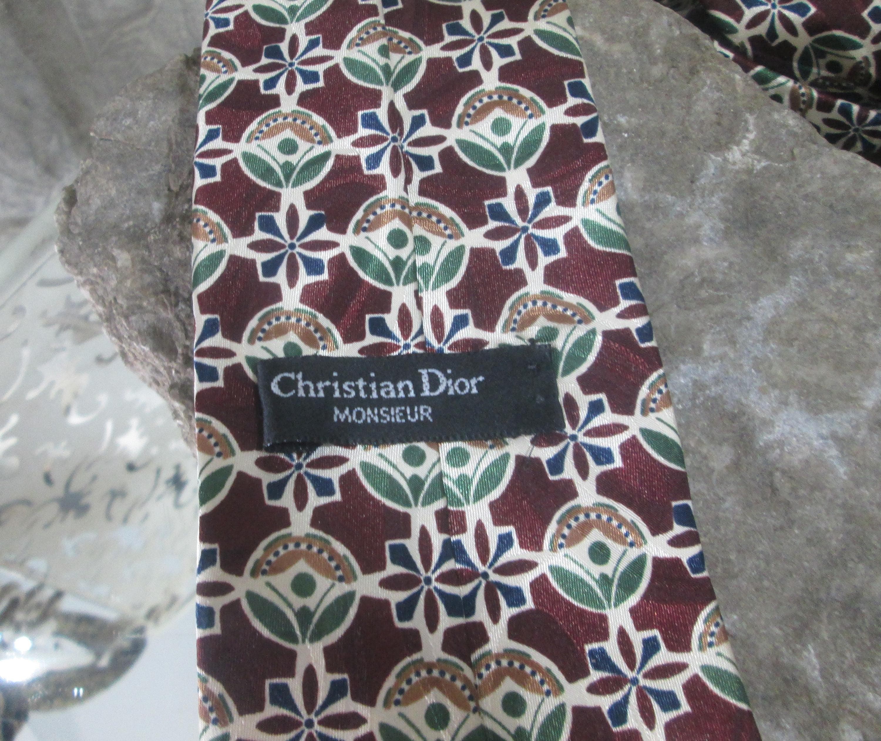 Vintage Christian Dior Monsieur Silk Patterned Tie - Thumbnail 3
