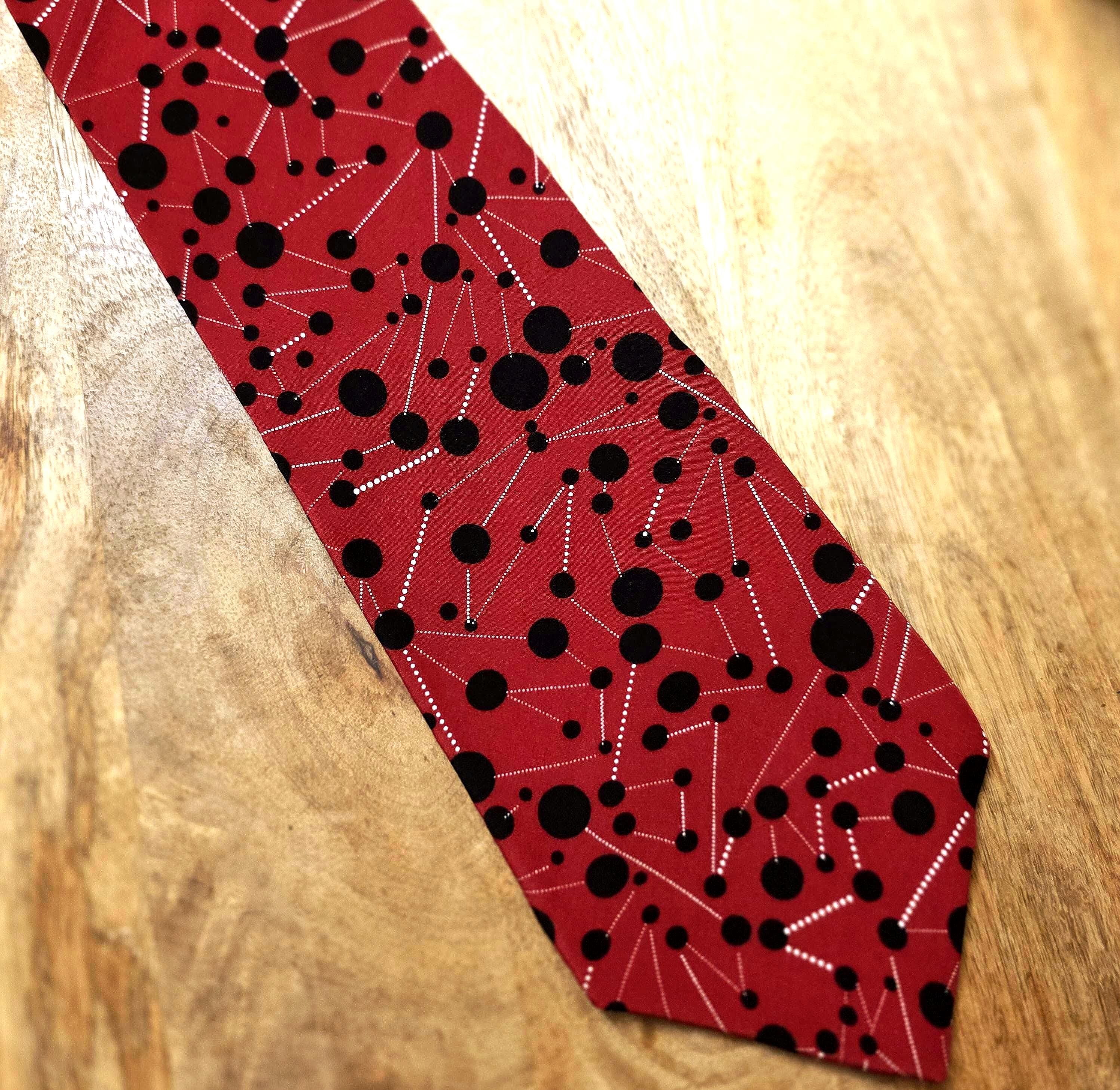 Vintage 1980's Red Silk Black Polka Dot Neck Tie