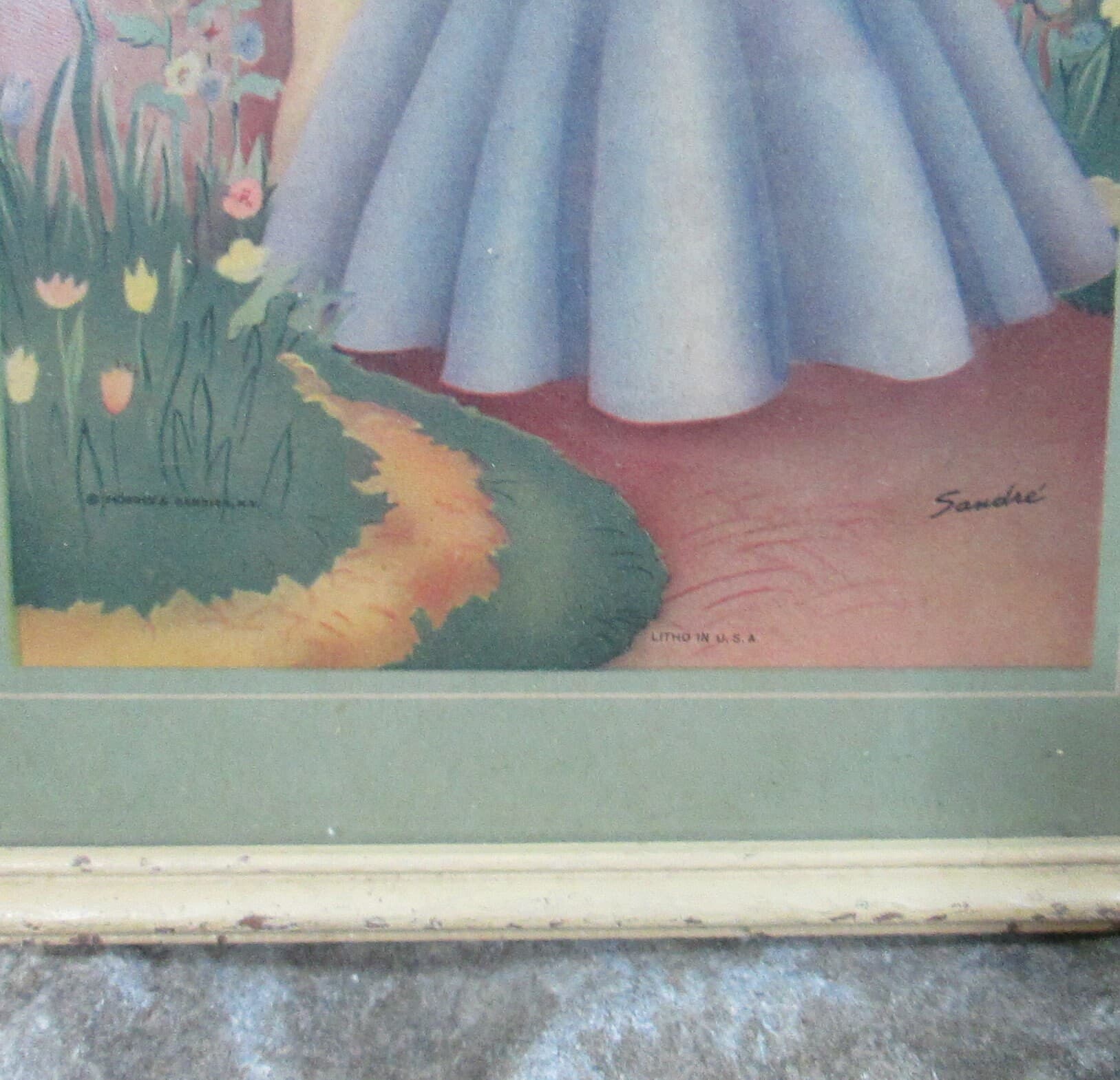Vintage 1940's Morris & Benndier Courting Couple Lithograph - Thumbnail 3