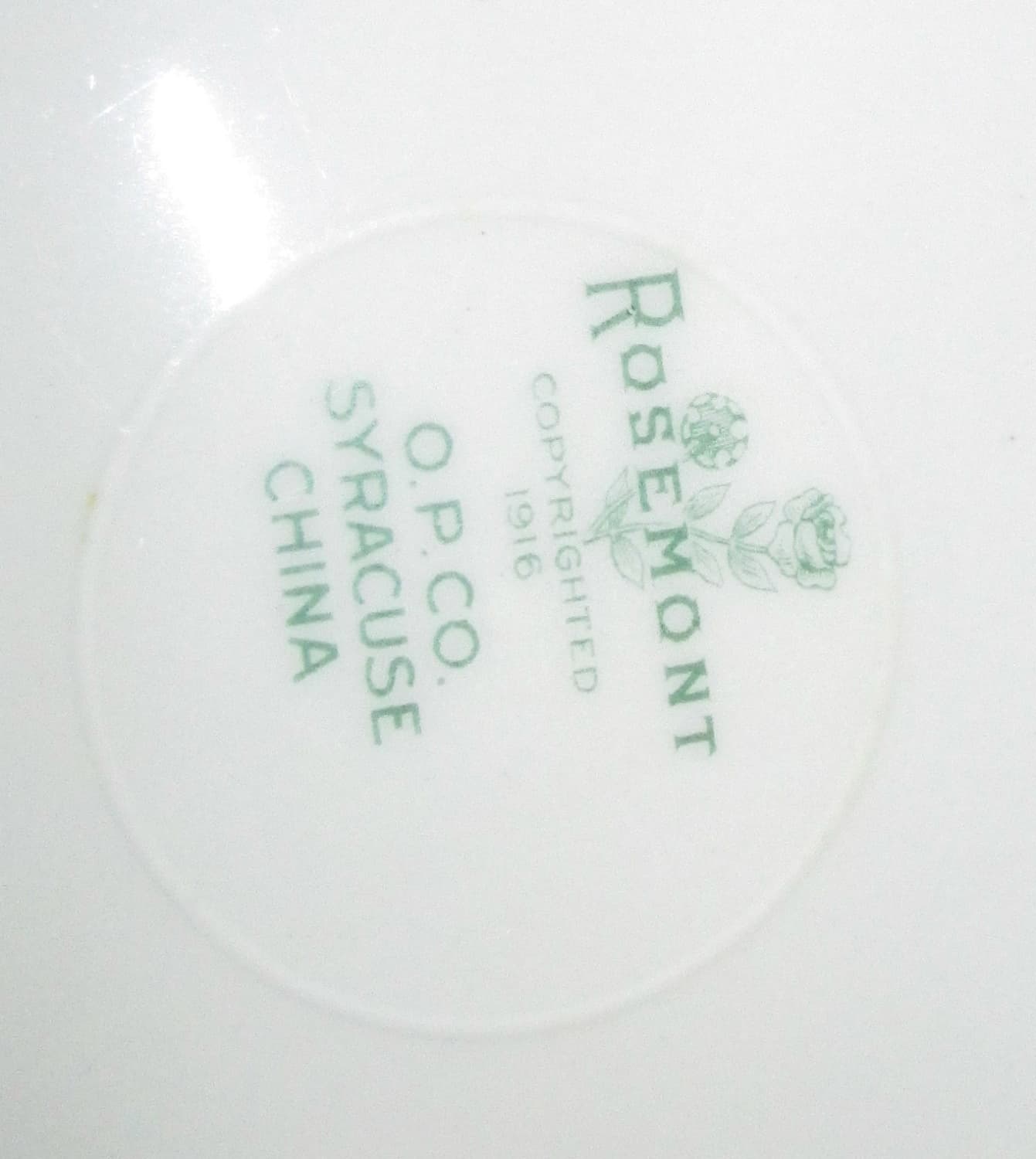 O.P. Co. Syracuse China Rosemont Pattern Plate - Thumbnail 2