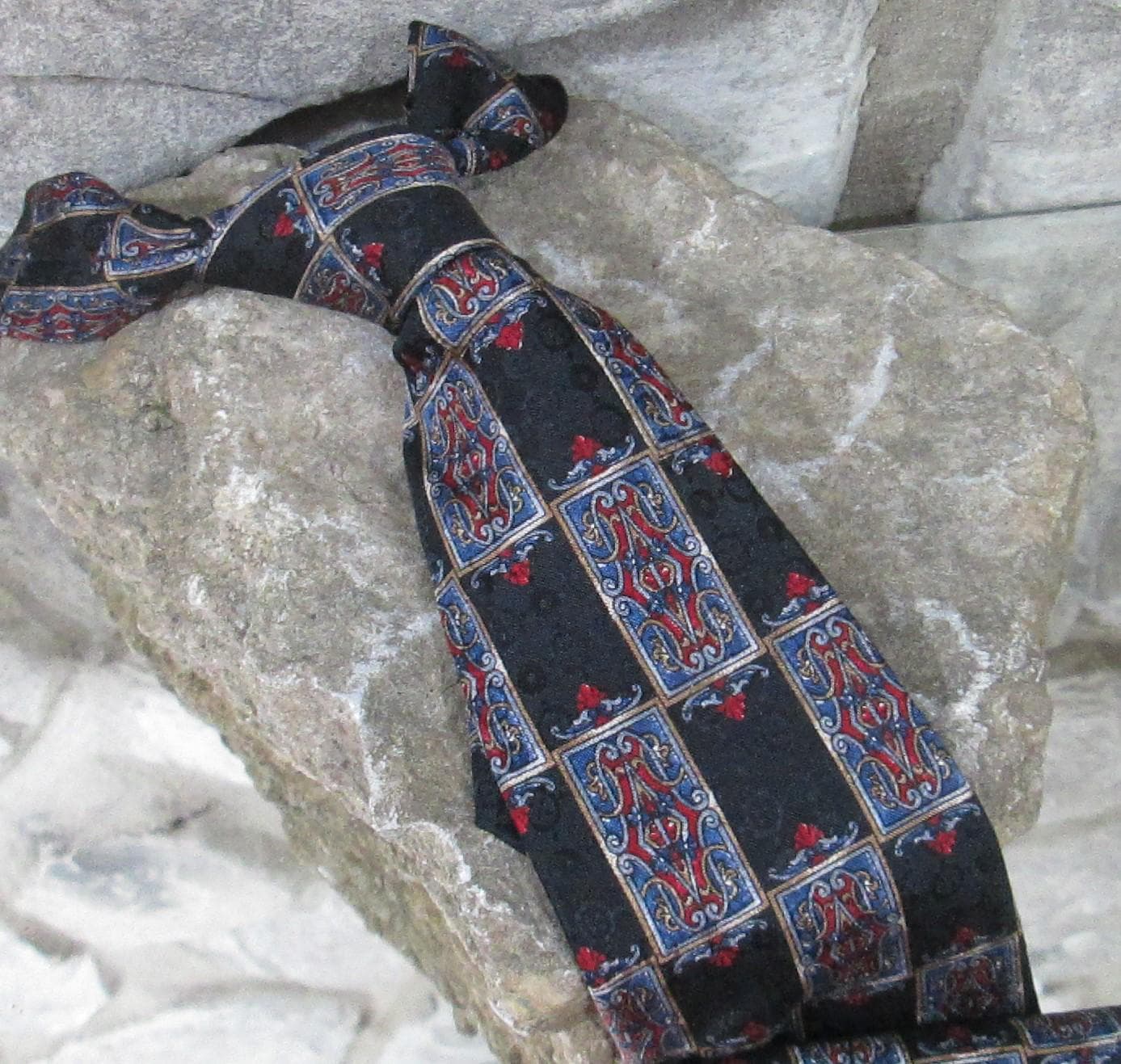 Vintage Givenchy Black Patterned Silk Tie