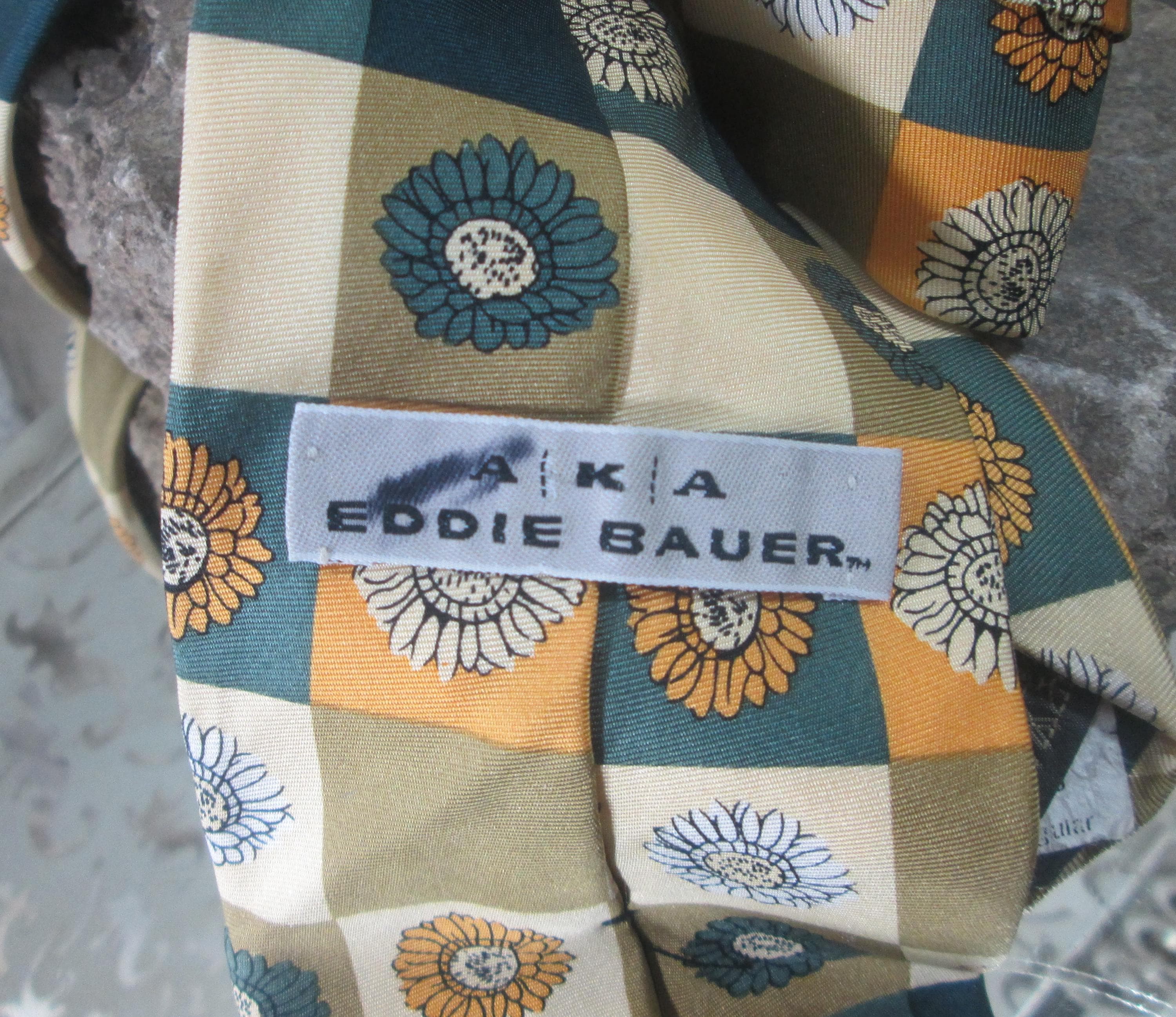 Vintage Eddie Bauer Flower Pattern Silk Tie - Thumbnail 3