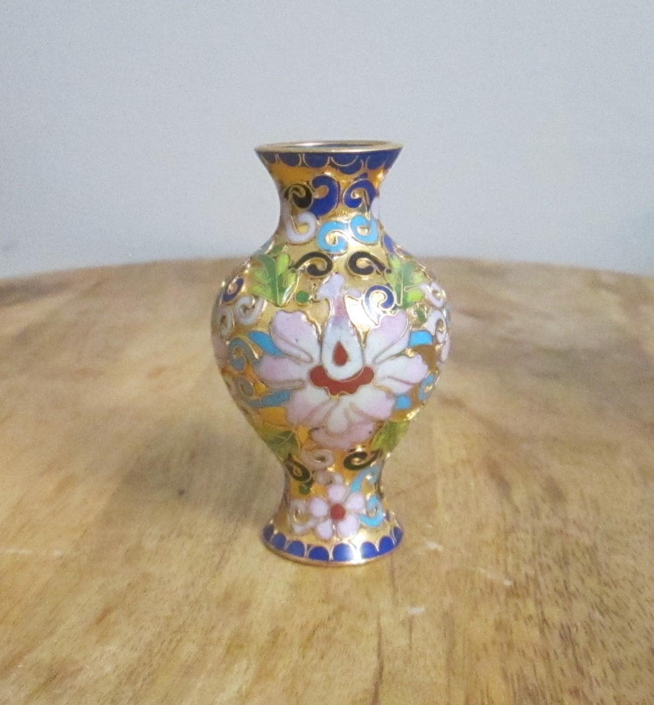 Vintage Oriental Cloisonne Enamel Mini Vase