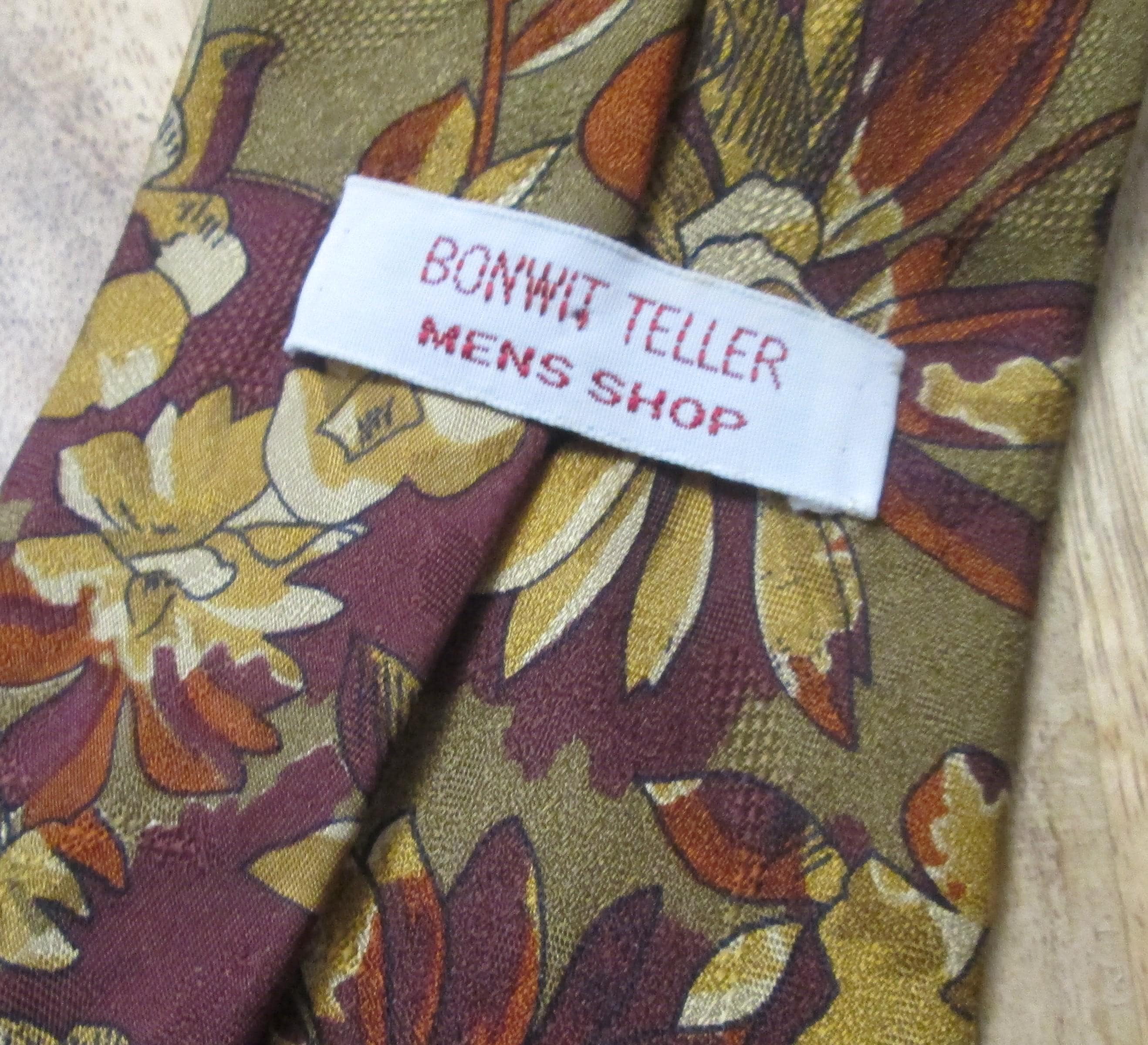 Vintage Bonwit Teller Silk Floral Print Necktie - Thumbnail 3