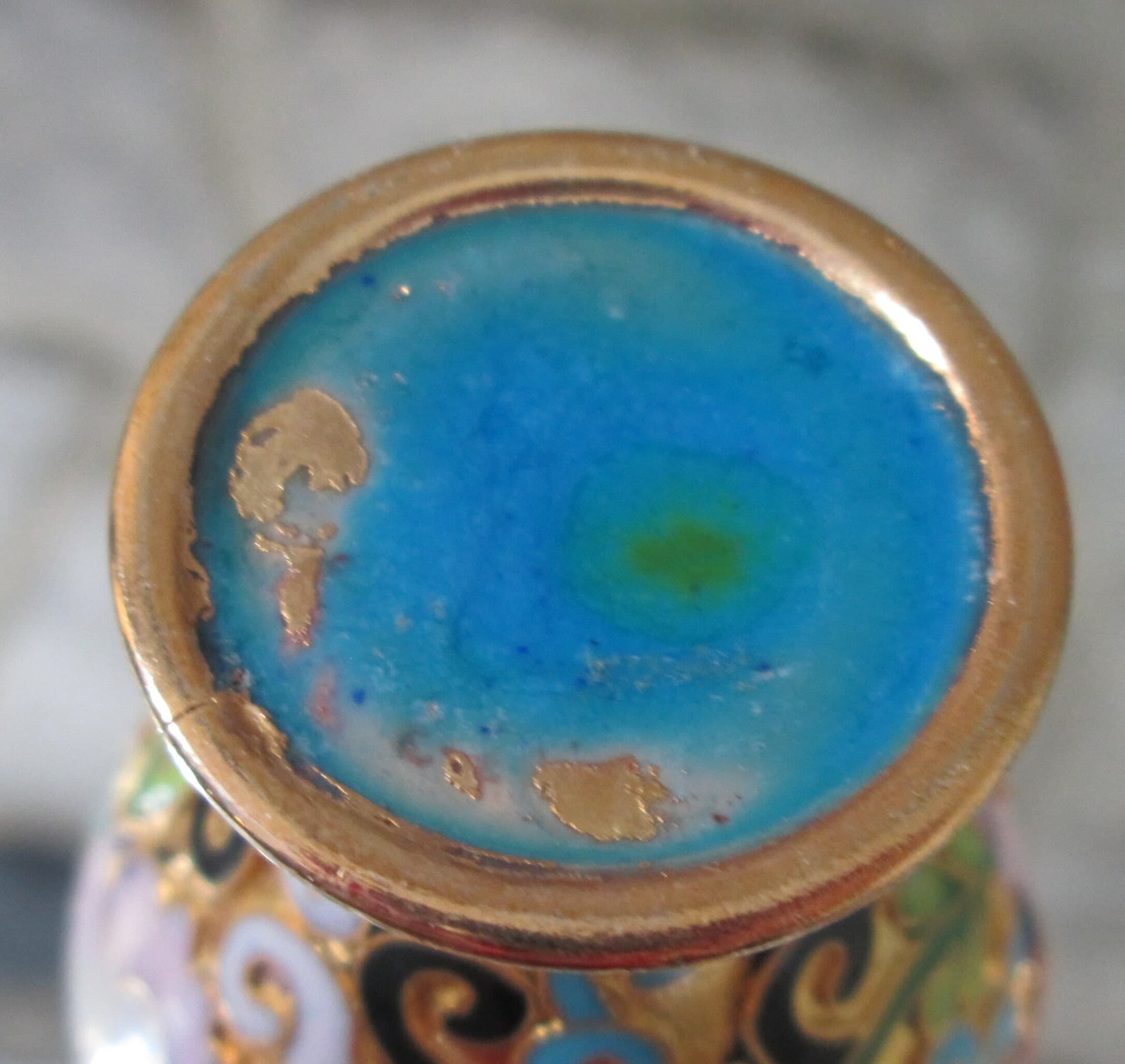 Vintage Oriental Cloisonne Enamel Mini Vase - Thumbnail 3
