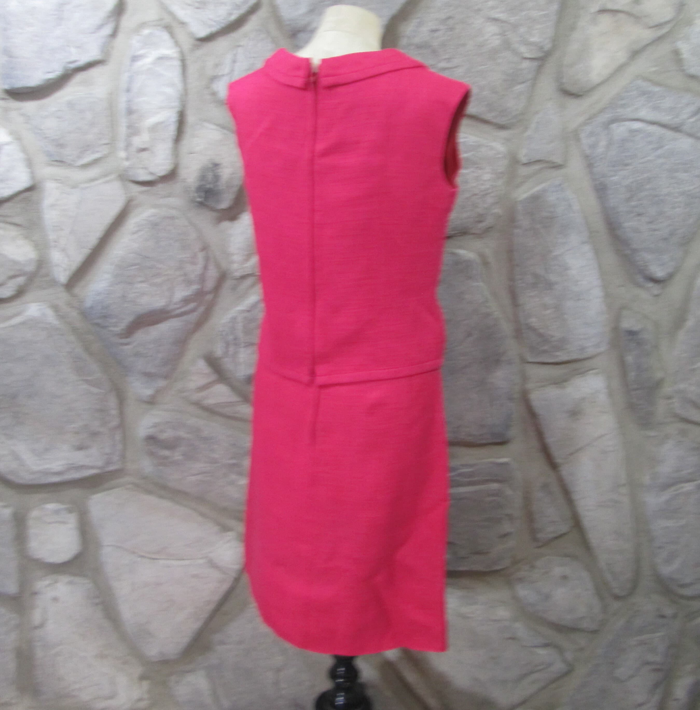Vintage 50's Adele Martin Hot PInk 2-Piece Dress Set - Thumbnail 3